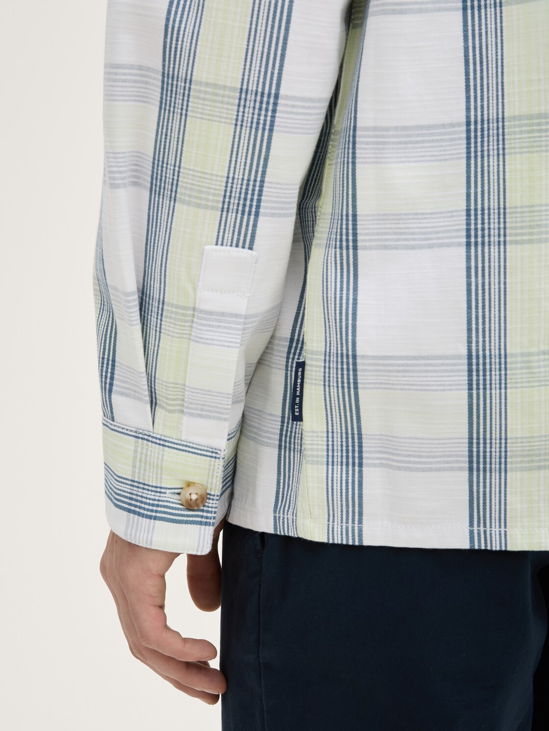 Overshirt mit Karomuster - blue lime light check - Detail-Model-Ansicht