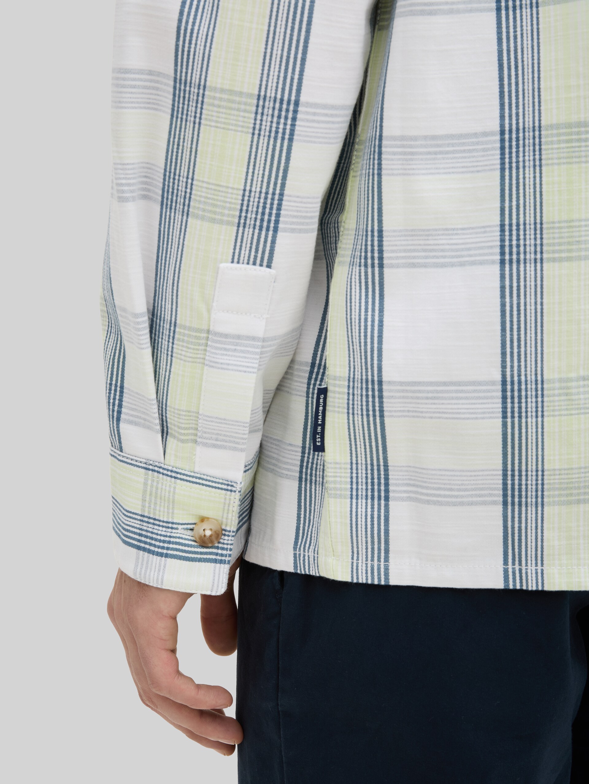 Overshirt mit Karomuster - blue lime light check - Detail-Model-Ansicht