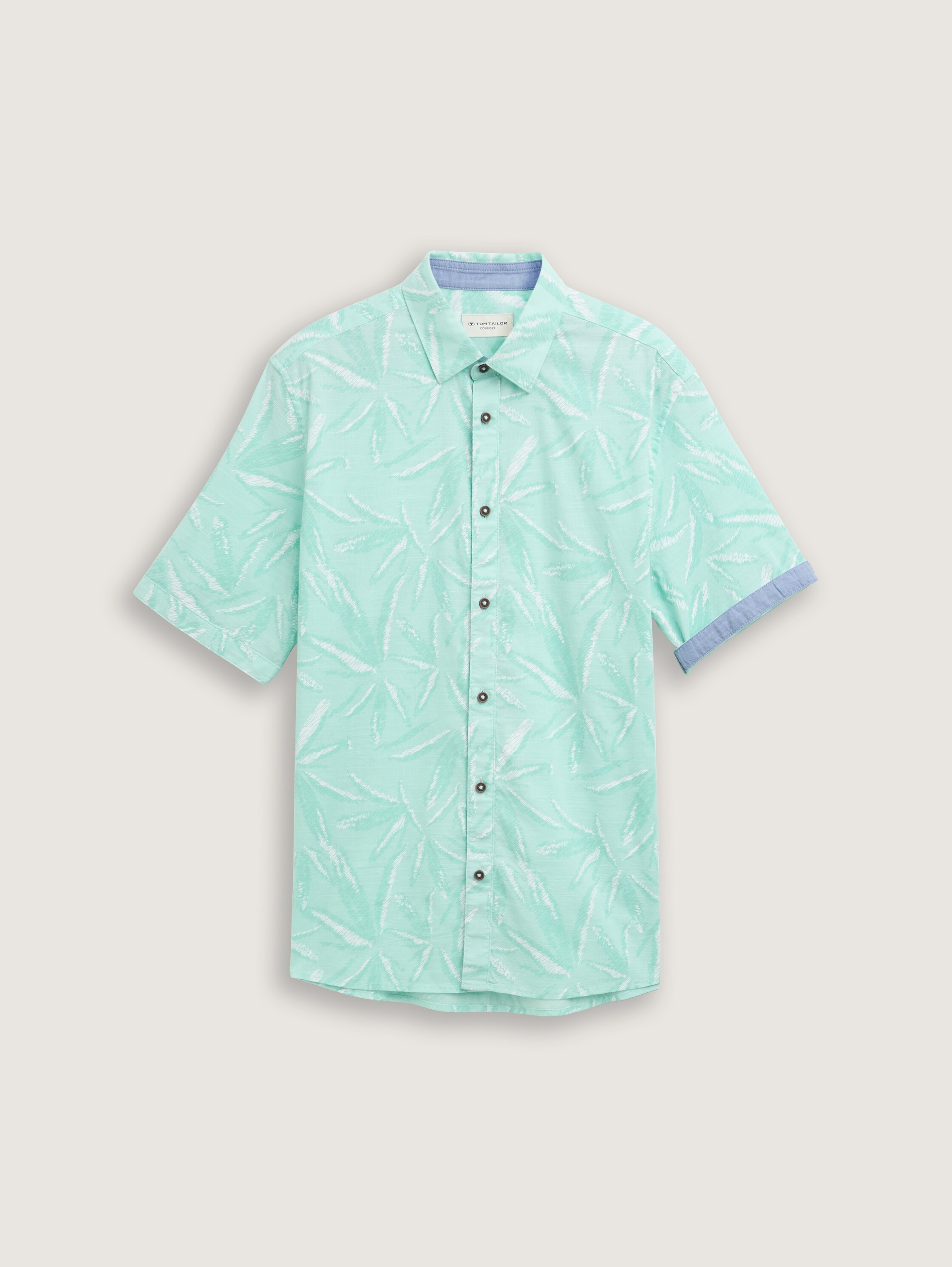 Comfort Fit Hemd mit Palmen-Print - mint_tonal_leaf_design - 