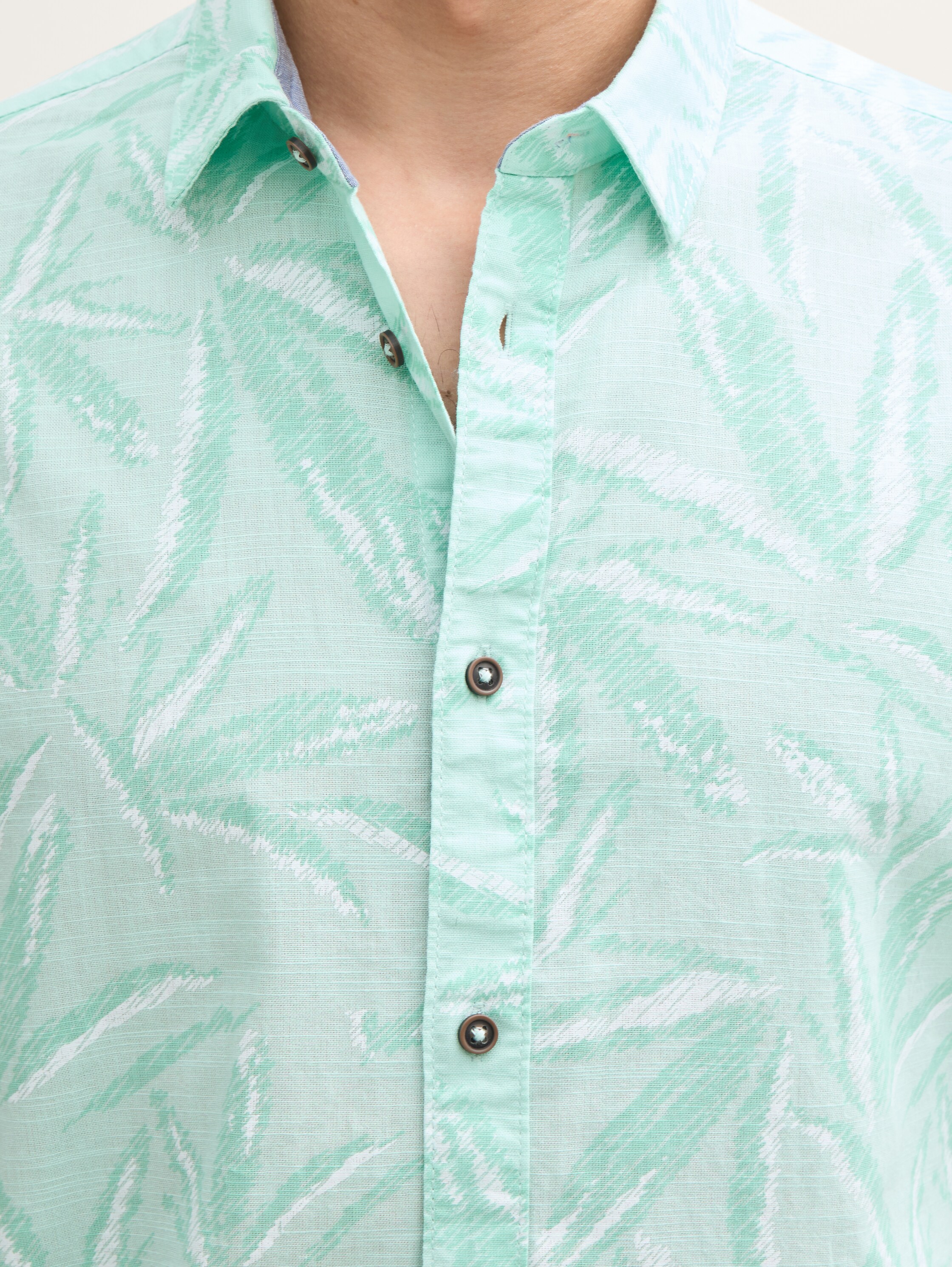 Comfort Fit Hemd mit Palmen-Print - mint_tonal_leaf_design - 