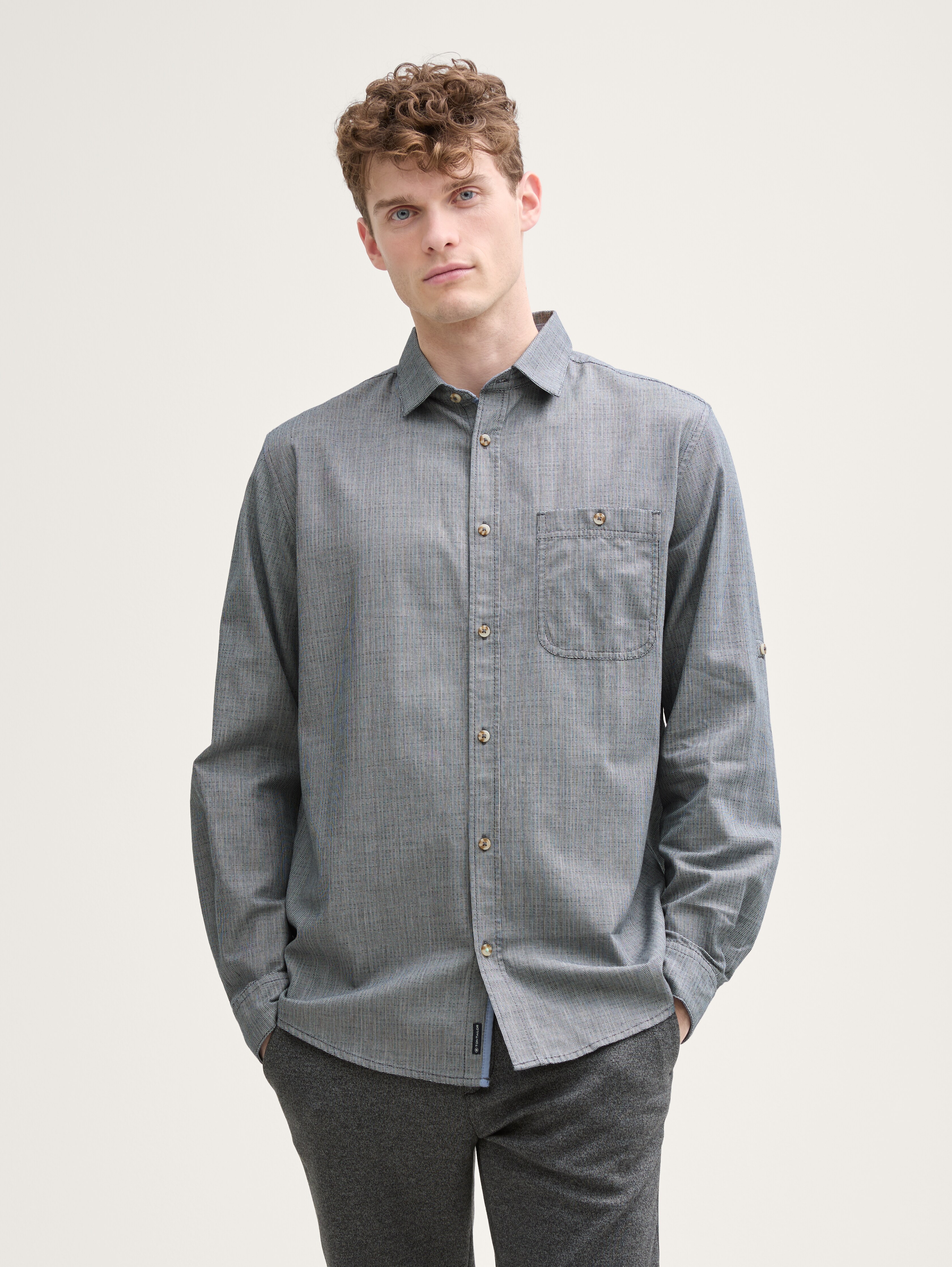 Regular Fit Hemd mit verstellbarer Ärmellänge von Men, navy sraight structure