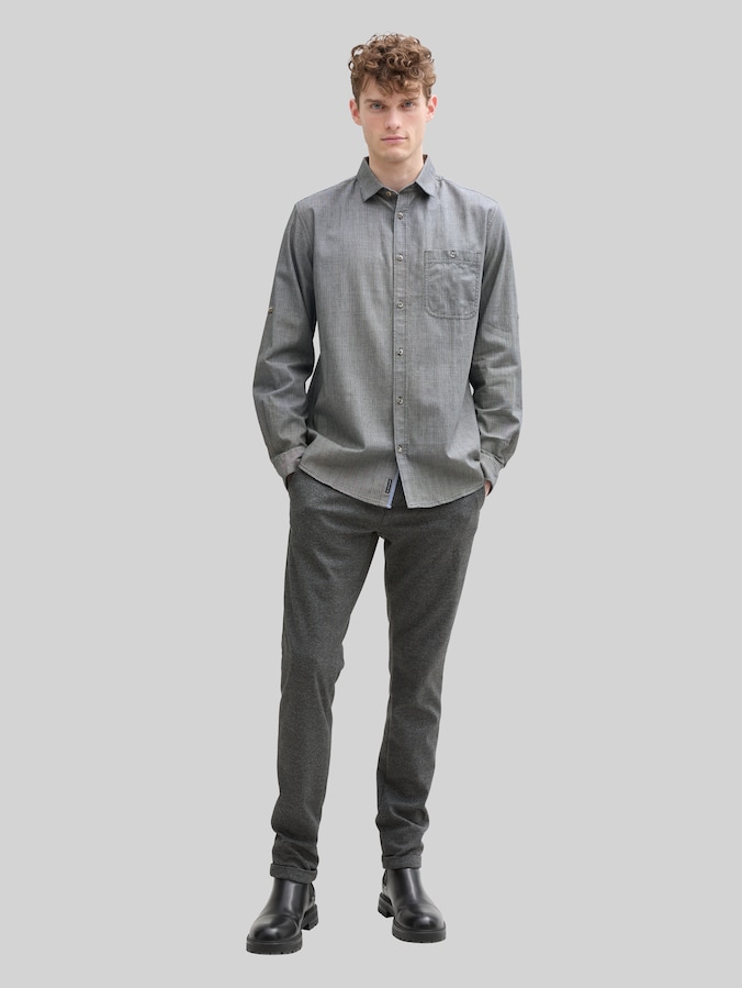 Regular fit shirt met verstelbare mouwlengte door Men, navy sraight structure