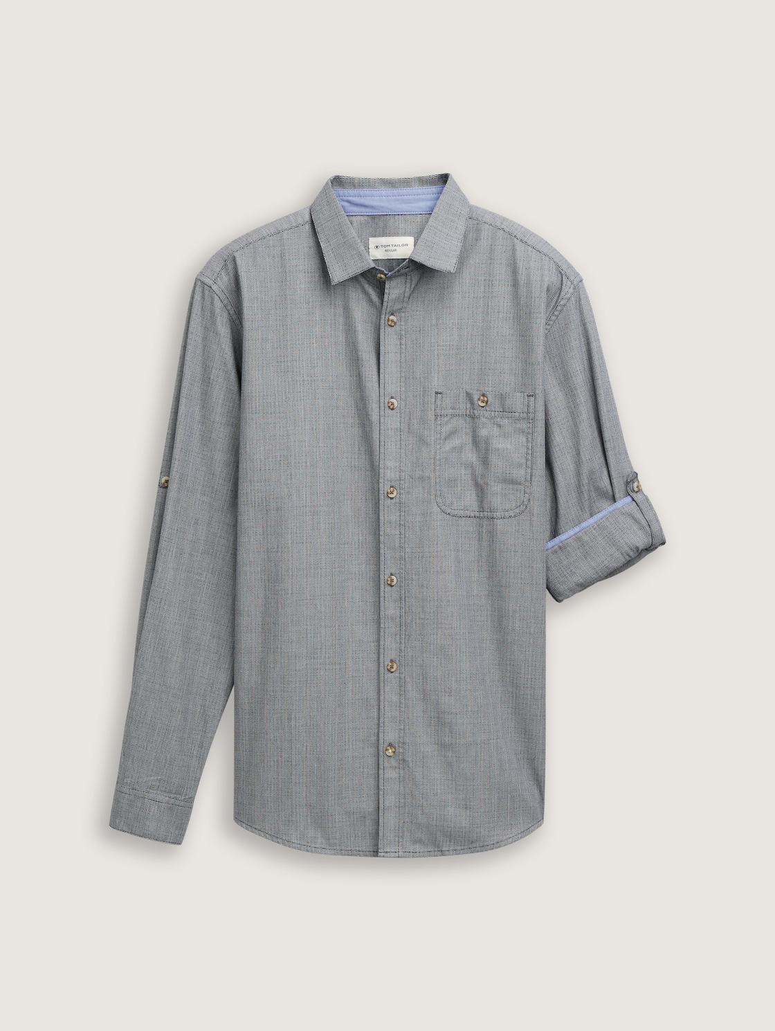 Regular Fit Hemd mit verstellbarer Ärmellänge - navy sraight structure - Vorder-Produkt-Ansicht