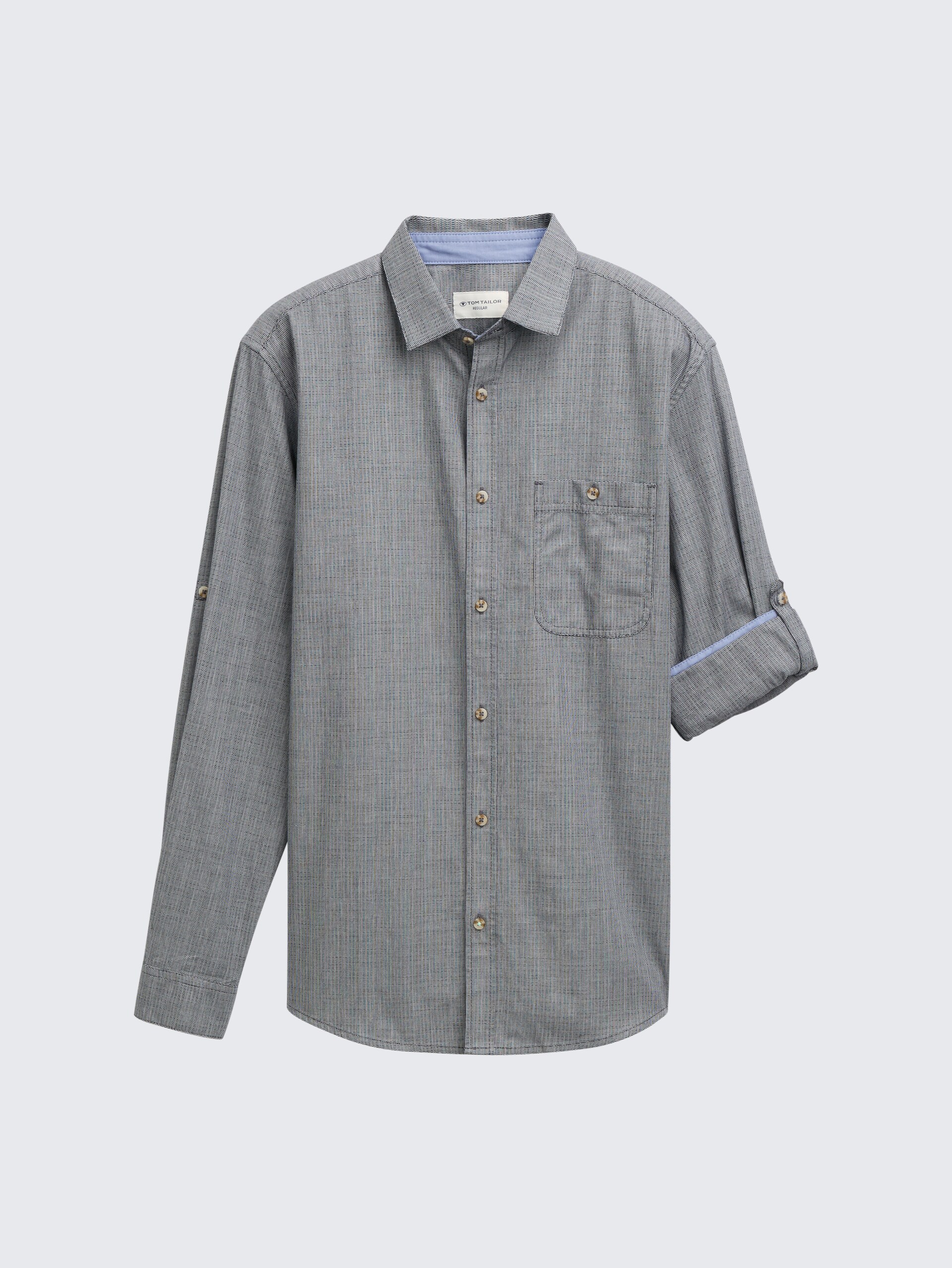 Regular Fit Hemd mit verstellbarer Ärmellänge - navy sraight structure - Vorder-Produkt-Ansicht