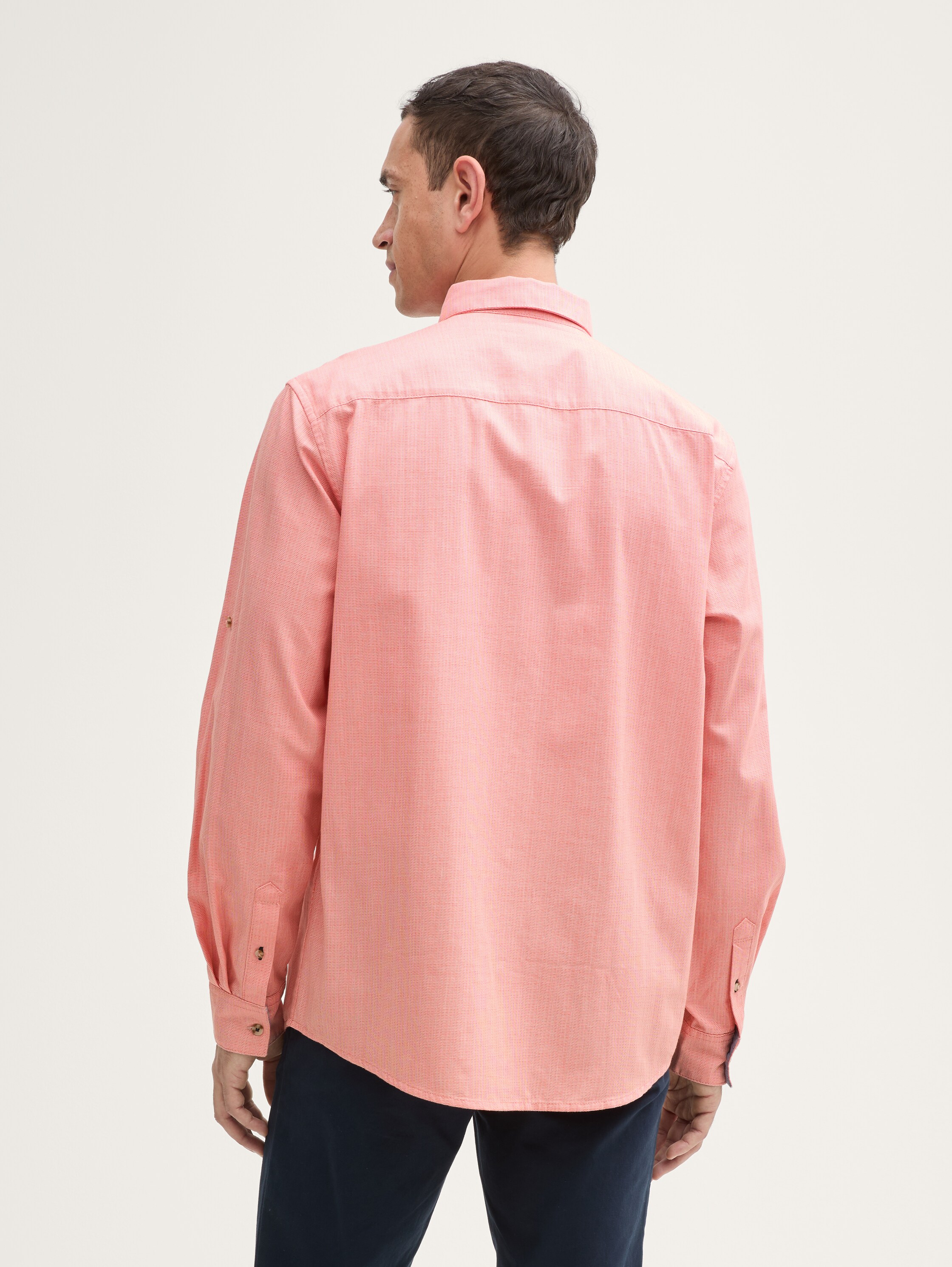 Regular Fit Hemd mit verstellbarer Ärmellänge - coral_straight_structure - 