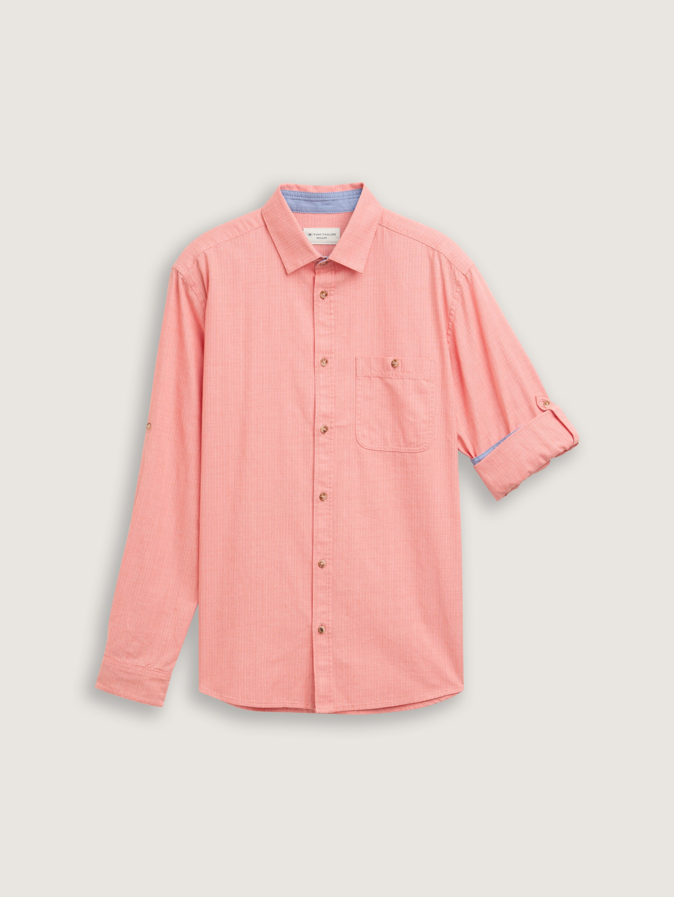Regular Fit Hemd mit verstellbarer Ärmellänge - coral_straight_structure - 