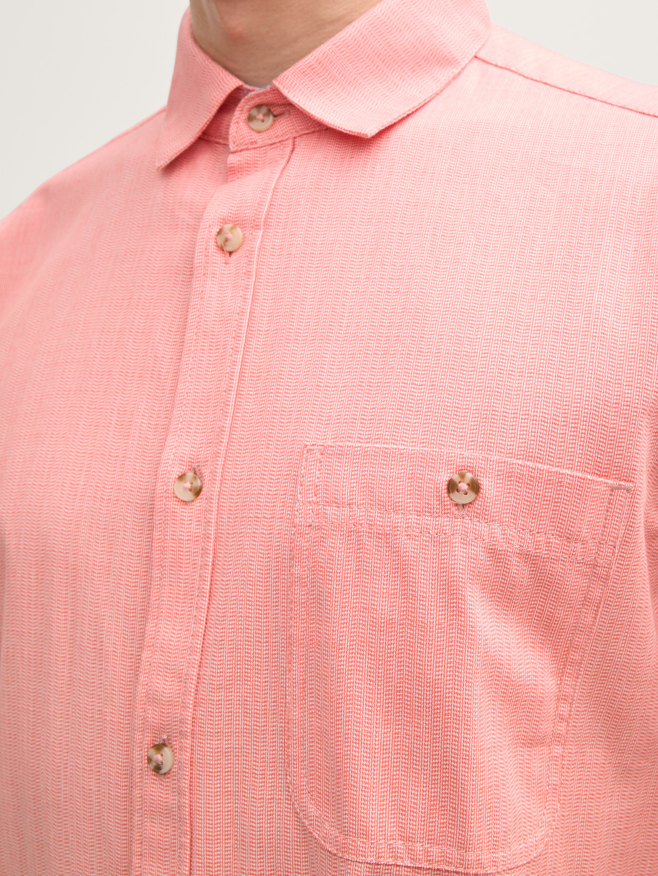 Regular Fit Hemd mit verstellbarer Ärmellänge - coral_straight_structure - 