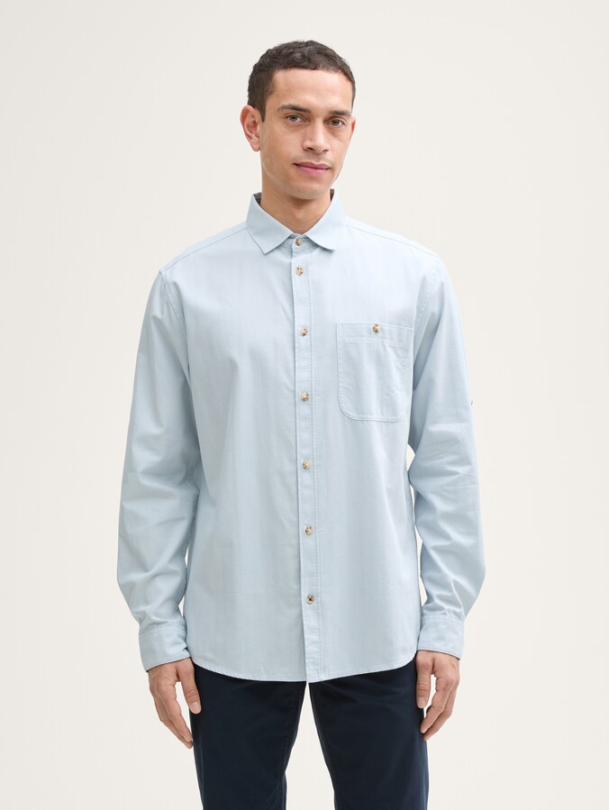 Regular Fit Hemd mit verstellbarer Ärmellänge von Men, light blue straight structure