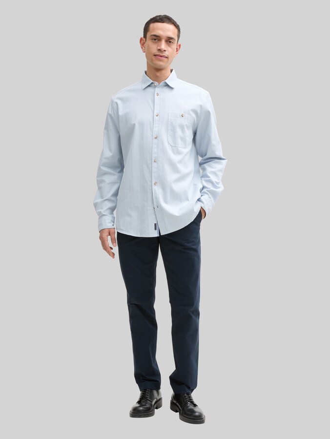 Regular Fit Hemd mit verstellbarer Ärmellänge von Men, light blue straight structure