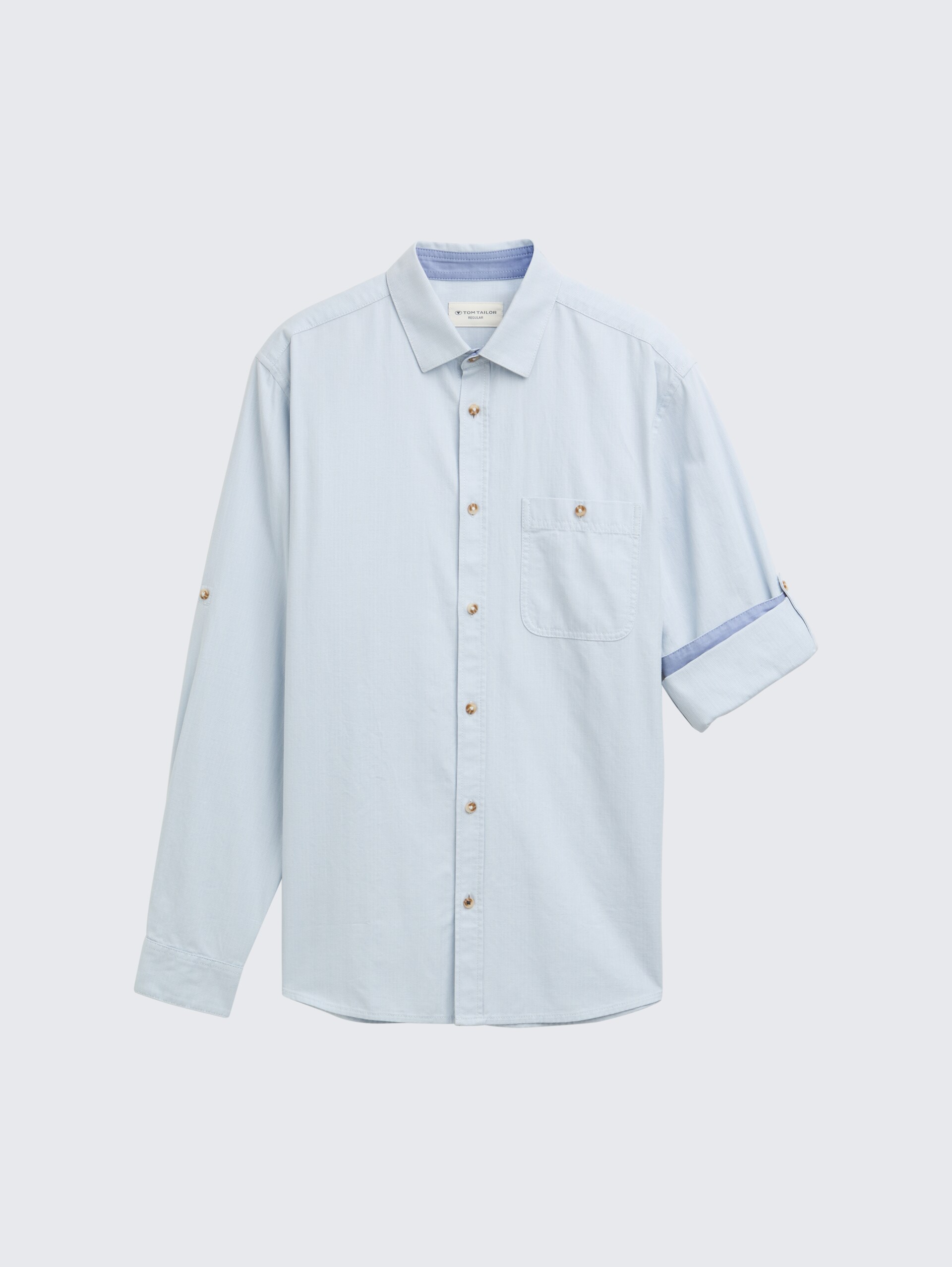 Regular Fit Hemd mit verstellbarer Ärmellänge - light blue straight structure - Vorder-Produkt-Ansicht