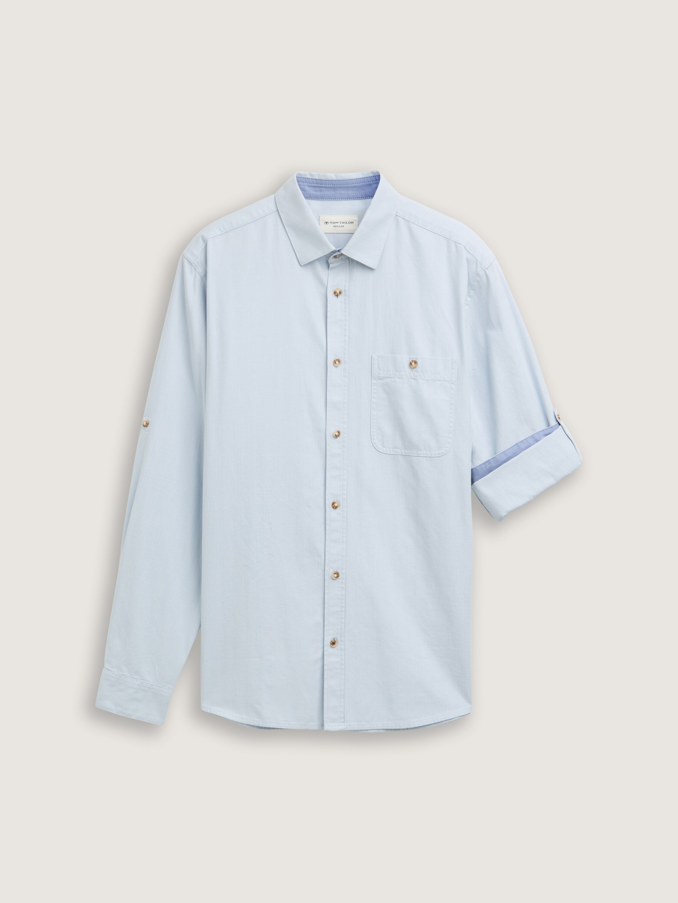 Regular Fit Hemd mit verstellbarer Ärmellänge - light_blue_straight_structure - 