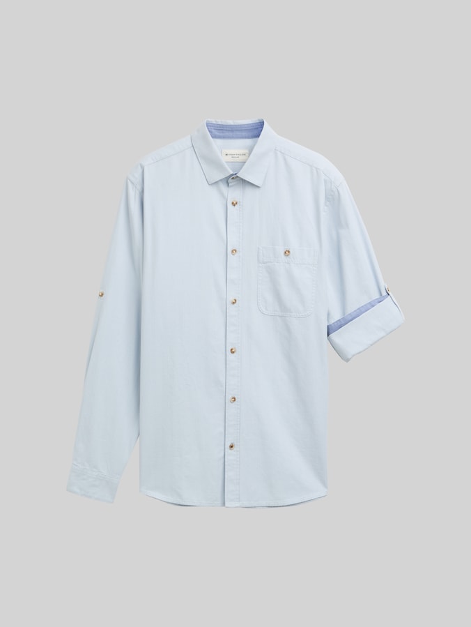 Regular Fit Hemd mit verstellbarer Ärmellänge von Men, light blue straight structure