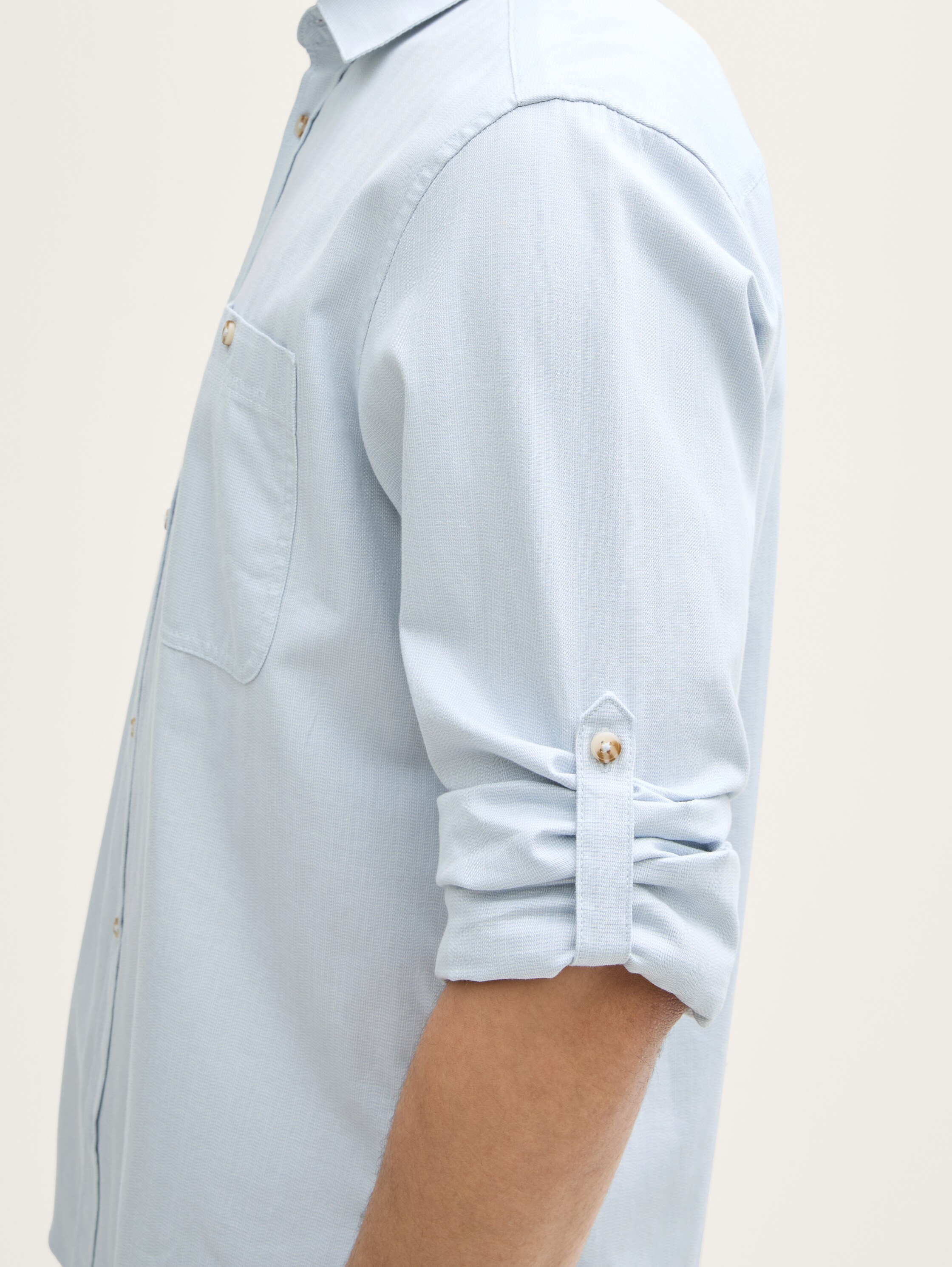 Regular Fit Hemd mit verstellbarer Ärmellänge - light_blue_straight_structure - 