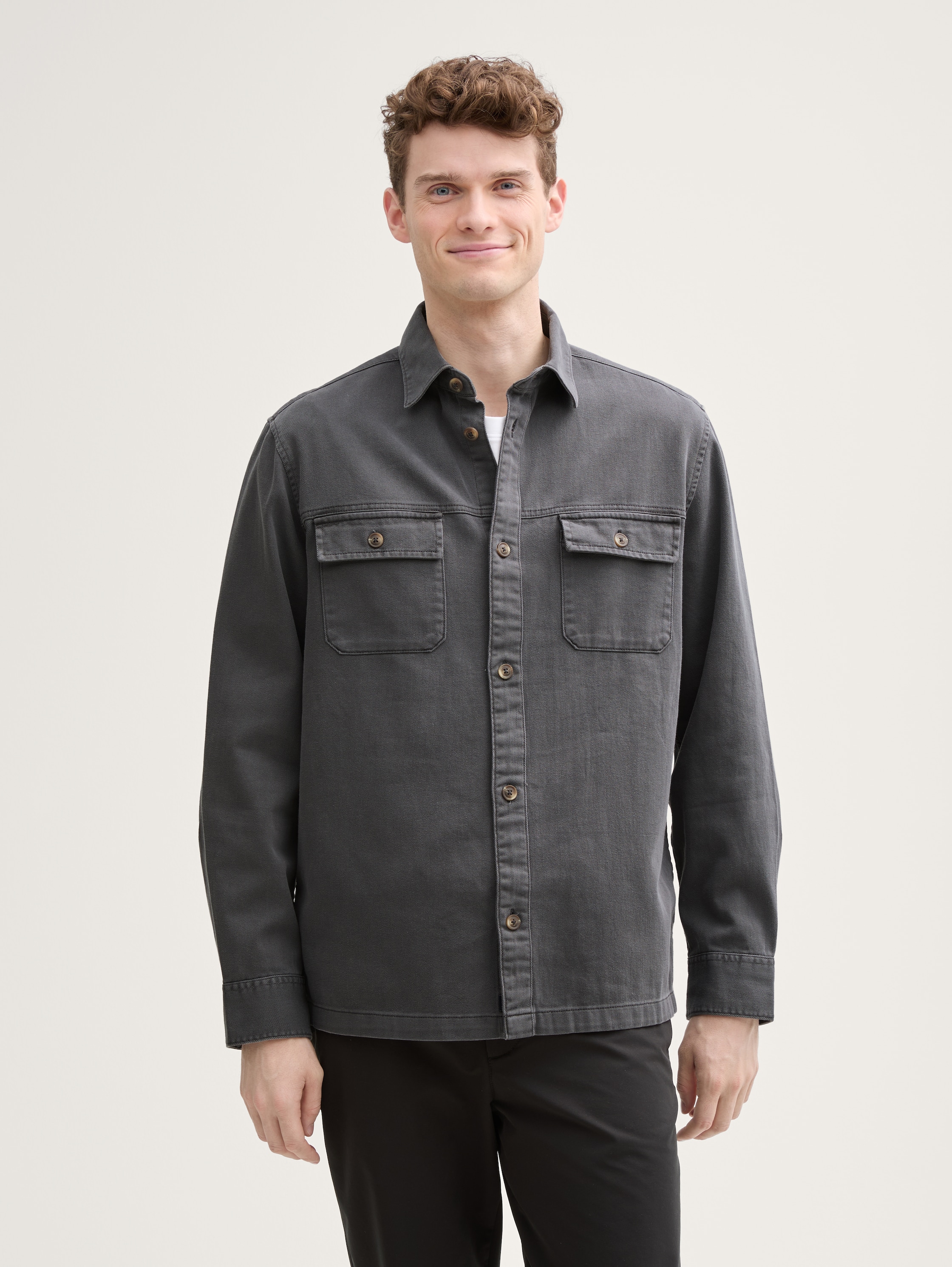 Twill Overshirt aus Baumwolle - tarmac_grey - 