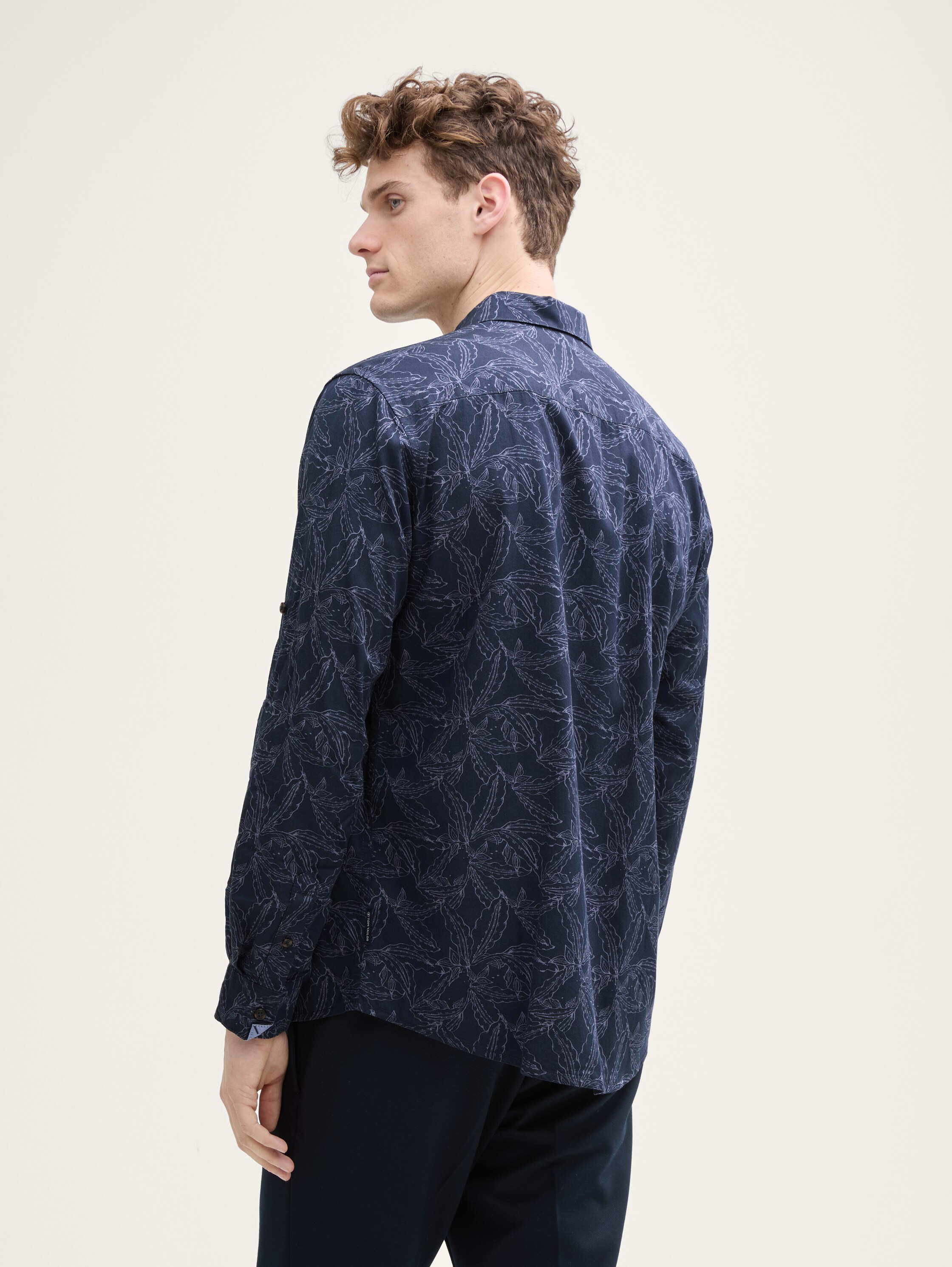 Regular Fit Hemd mit verstellbarer Ärmellänge - navy_flower_design - 