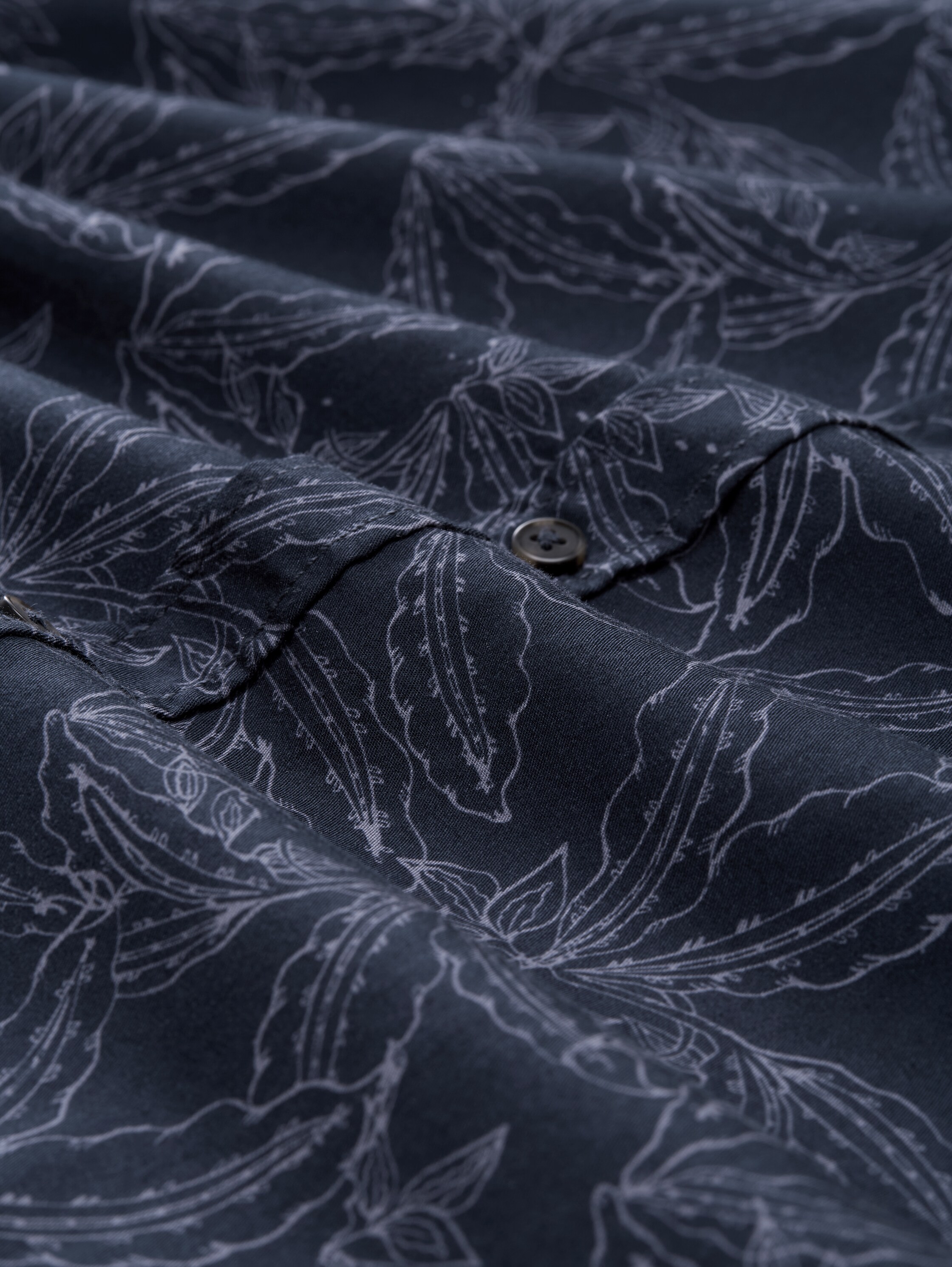 Regular Fit Hemd mit verstellbarer Ärmellänge - navy_flower_design - 