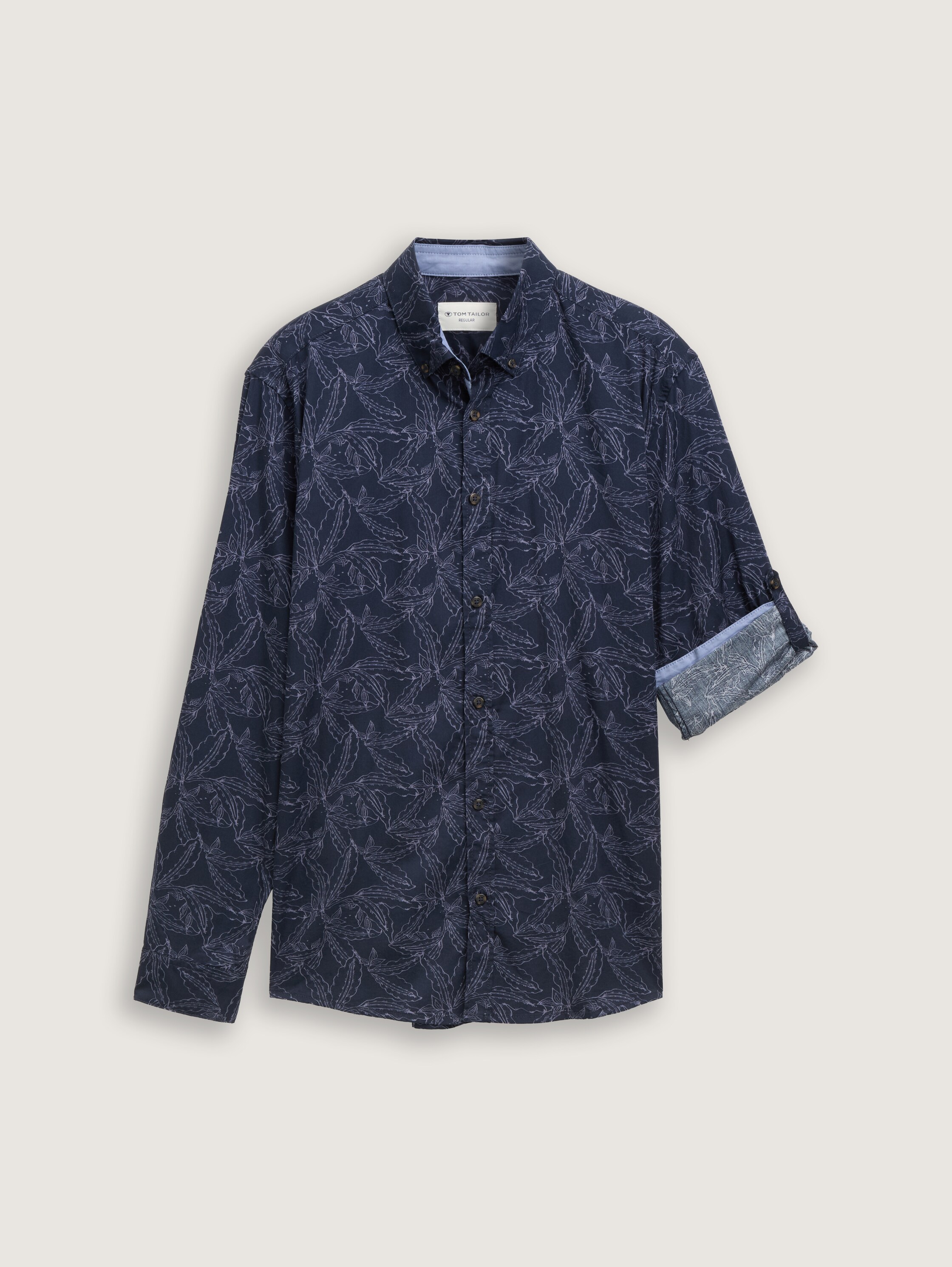 Regular Fit Hemd mit verstellbarer Ärmellänge - navy_flower_design - 