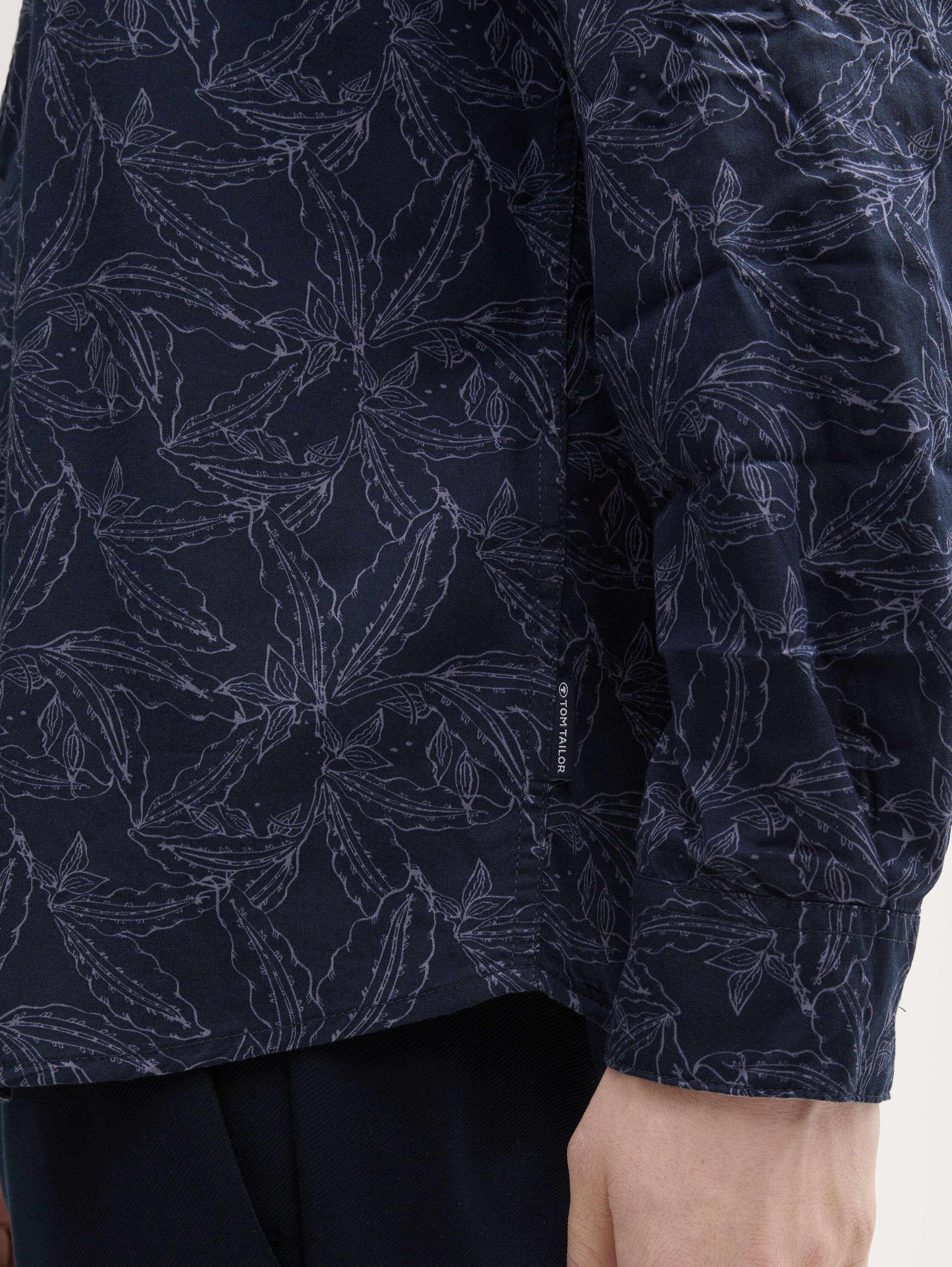 Regular Fit Hemd mit verstellbarer Ärmellänge - navy_flower_design - 