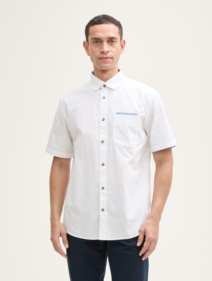 Regular fit overhemd met korte mouwen en borstzak door Men, White