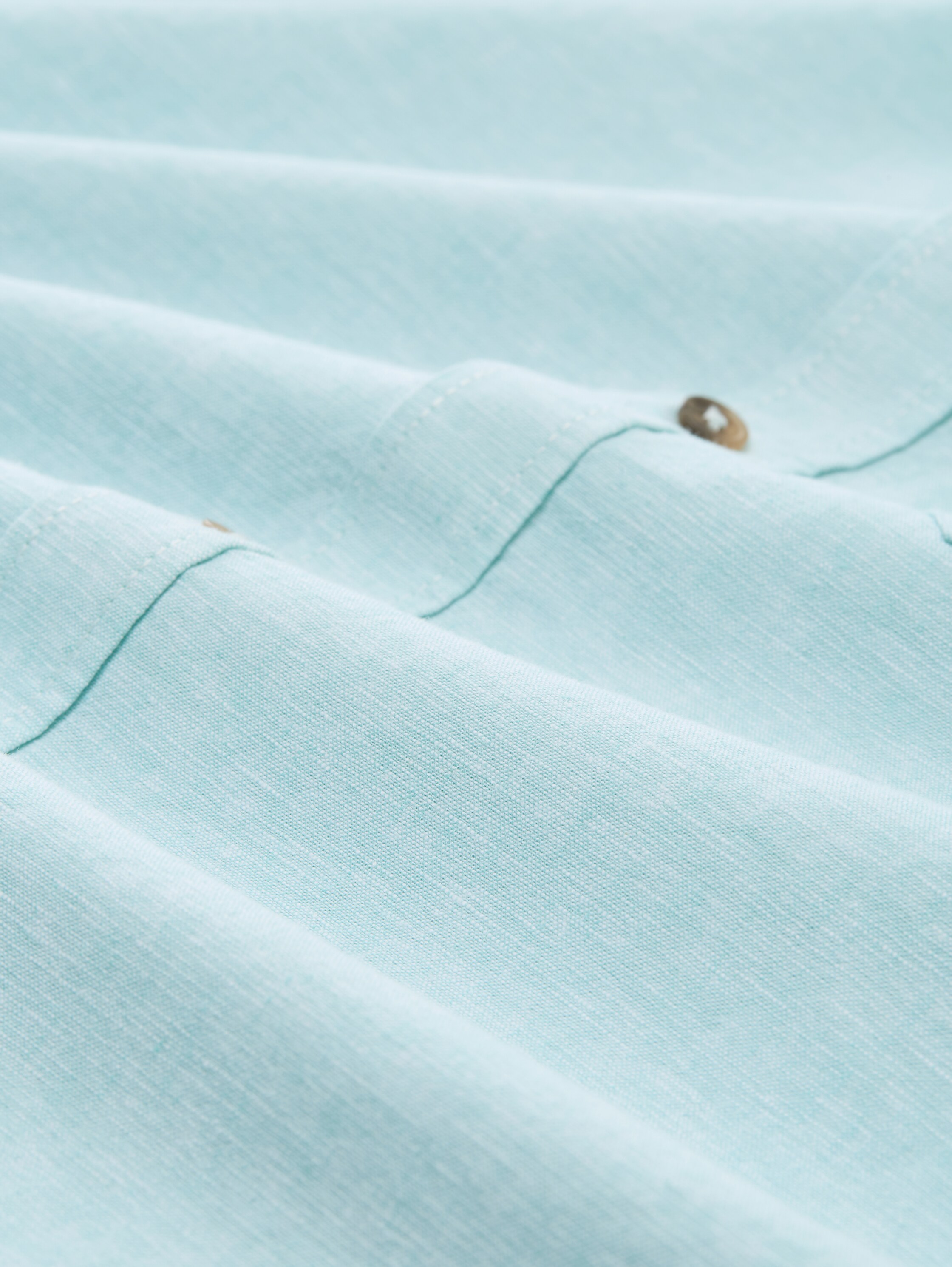 Regular Fit Kurzarmhemd mit Leinenanteil - pastel_turquoise_chambray - 