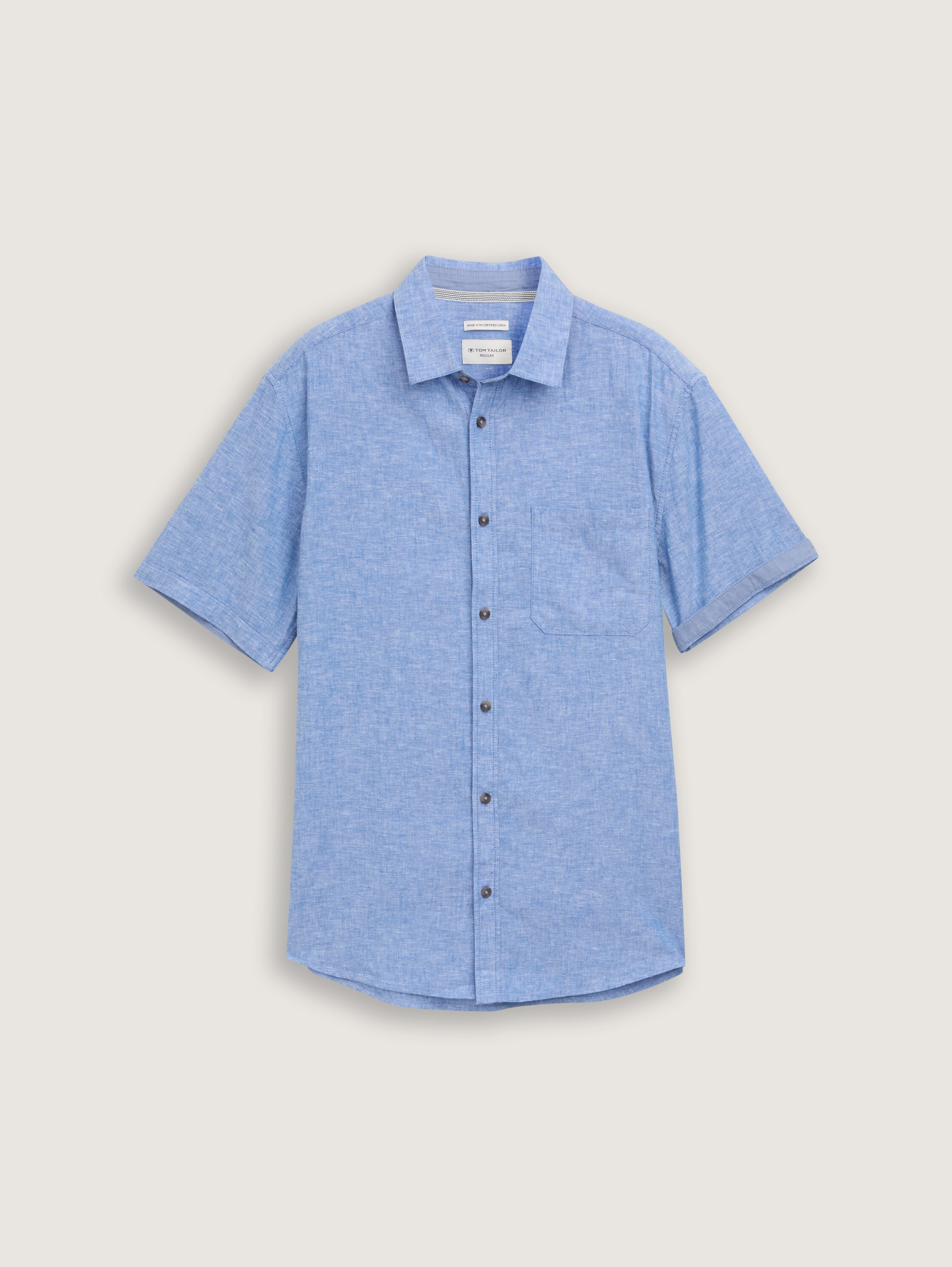 Regular Fit Kurzarmhemd mit Leinenanteil - 3