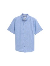 Sélectionné, Chemise à manches courtes Regular Fit en lin avec motif à pois par Tom Tailor, bleu