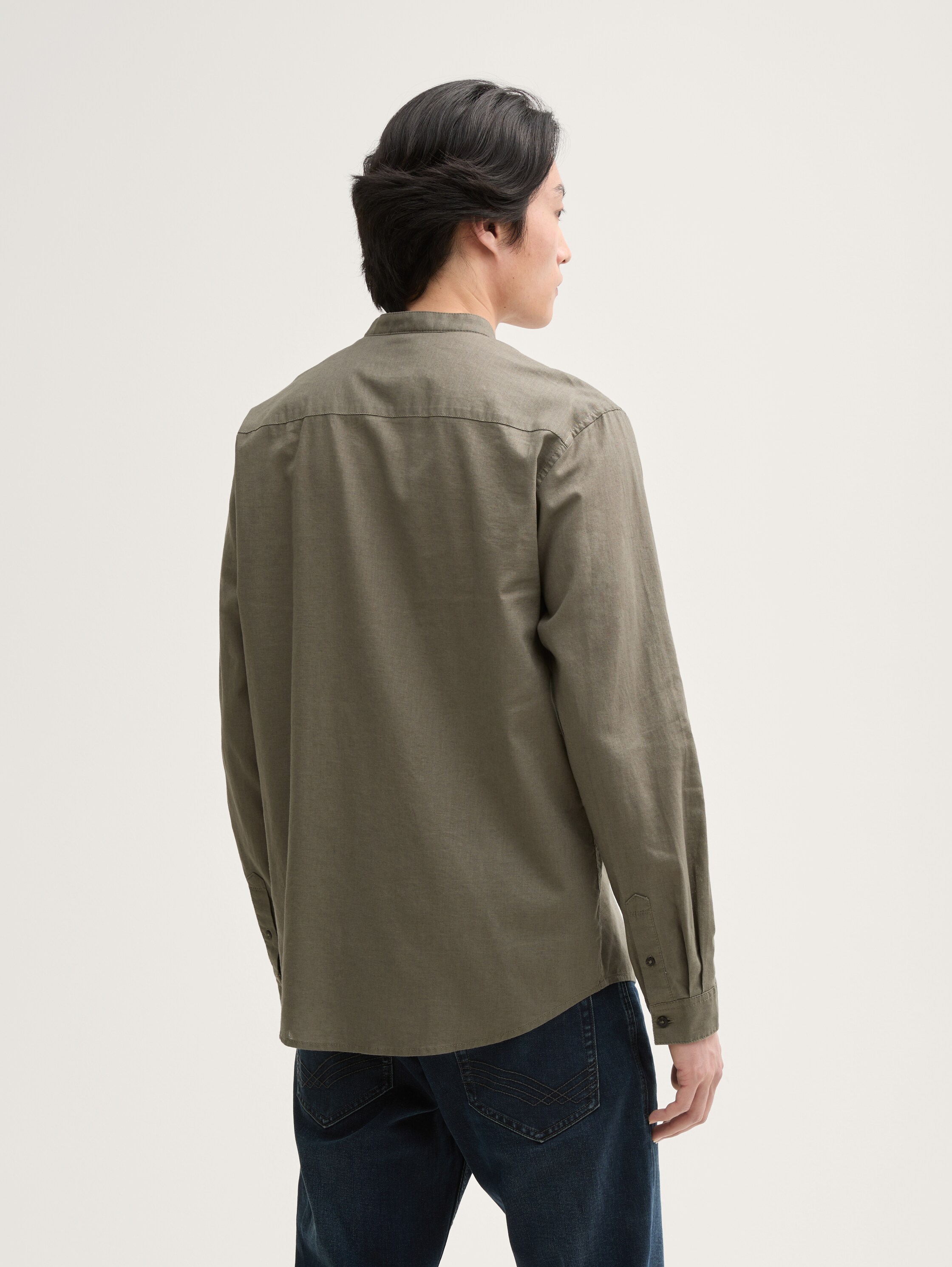 Regular Fit Hemd mit Leinenanteil - smokey_olive_green - 