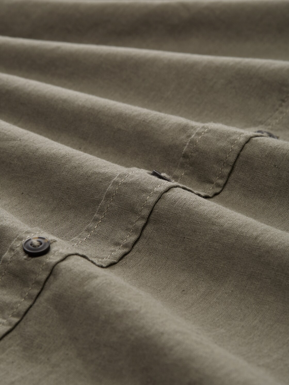 Regular Fit Hemd mit Leinenanteil - smokey olive green - Material-Ansicht