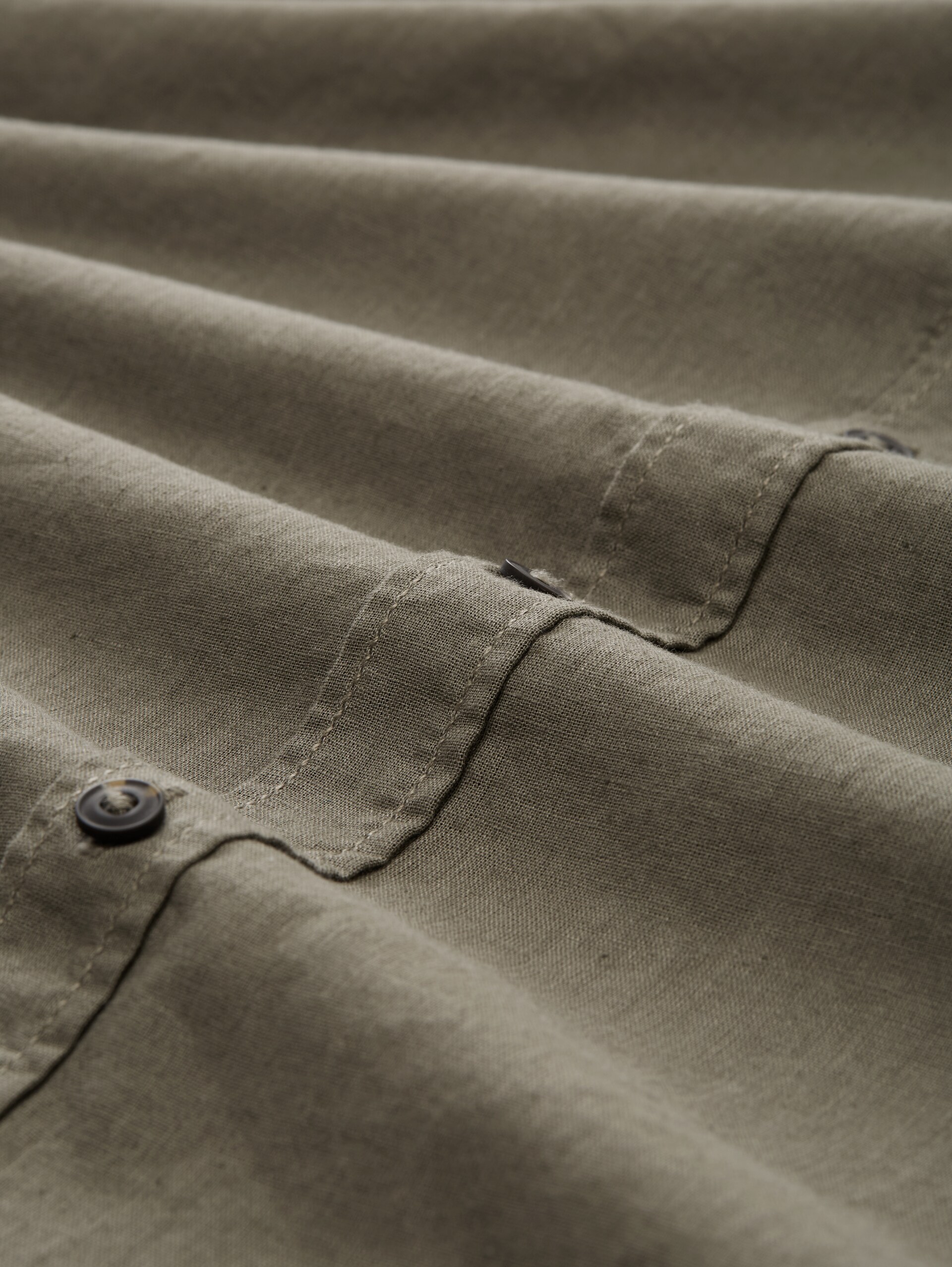 Regular Fit Hemd mit Leinenanteil - smokey olive green - Material-Ansicht