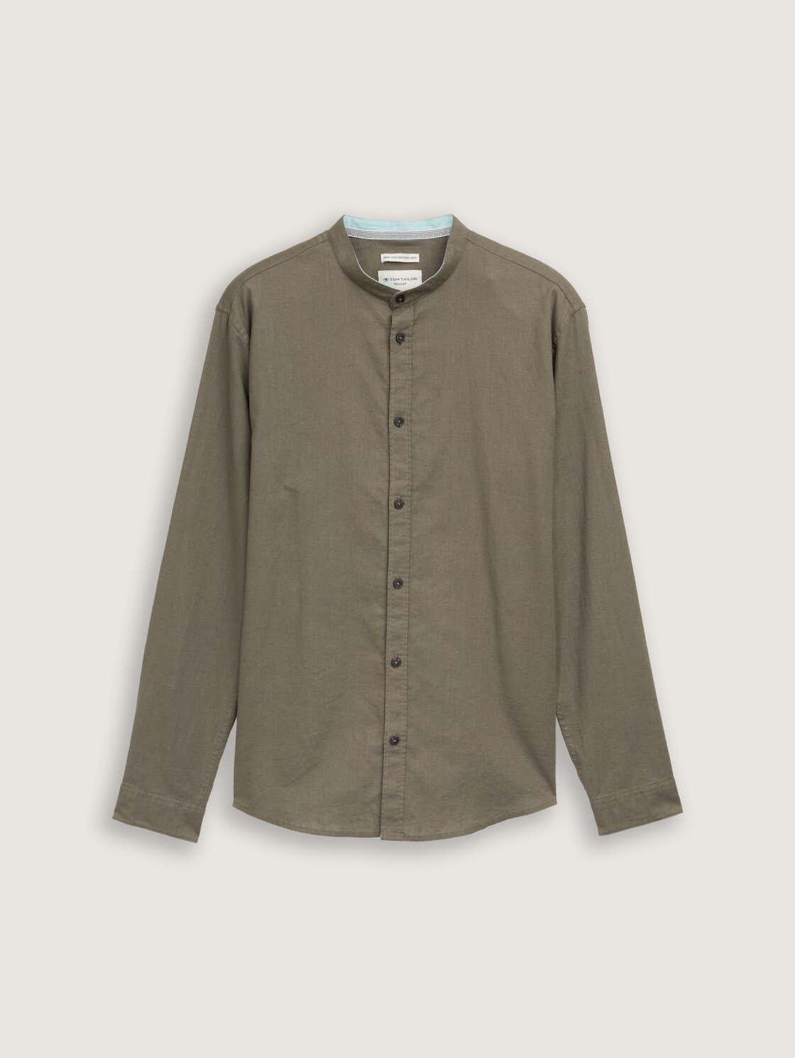 Regular Fit Hemd mit Leinenanteil - smokey olive green - Vorder-Produkt-Ansicht