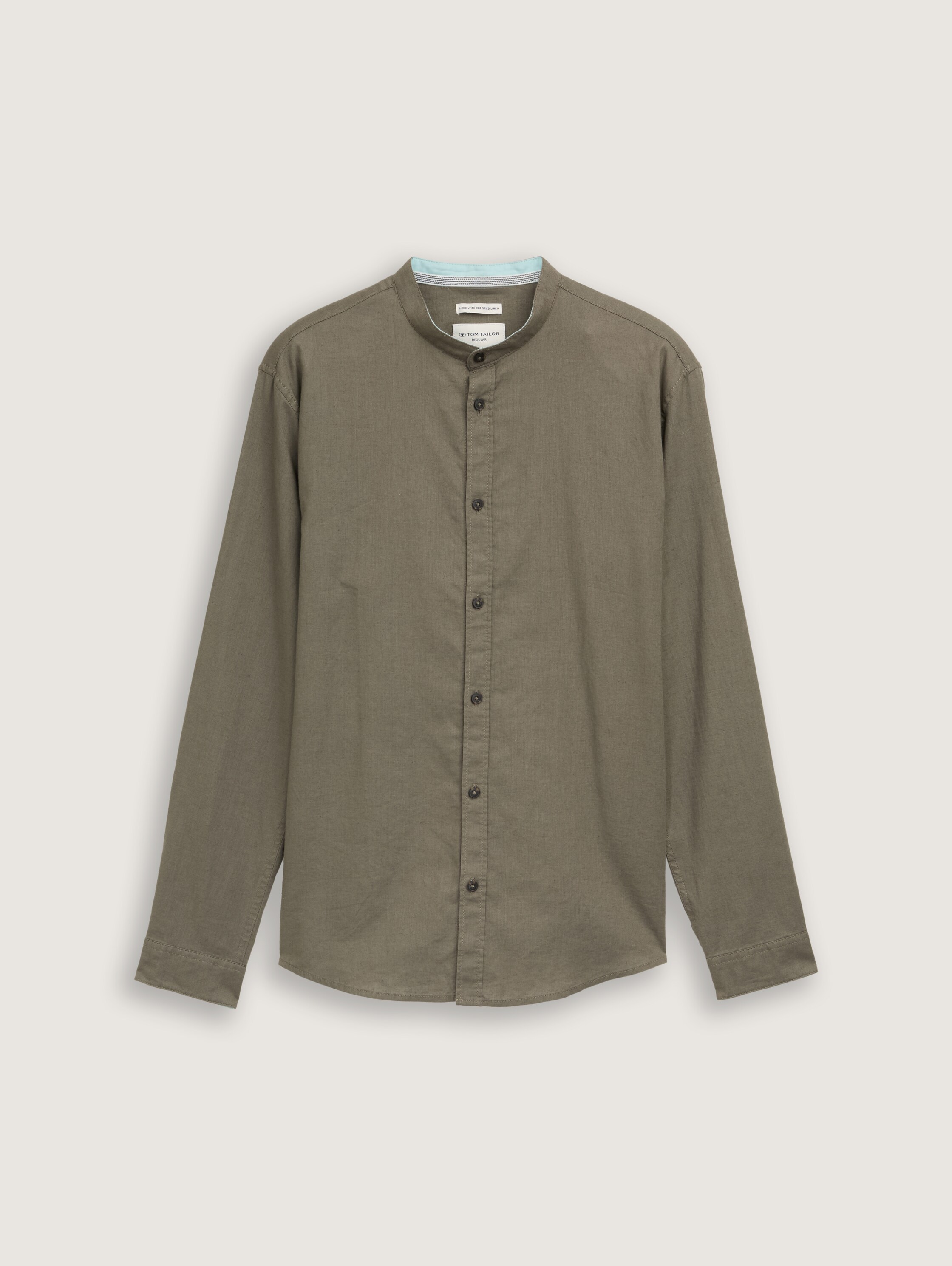 Regular Fit Hemd mit Leinenanteil - smokey_olive_green - 
