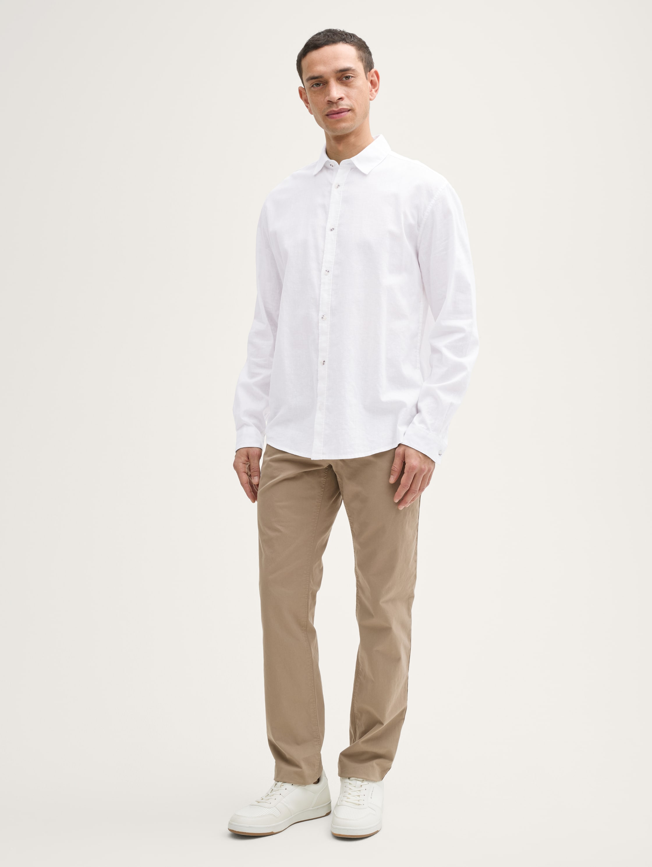 Regular Fit Hemd mit Leinenanteil - white - 