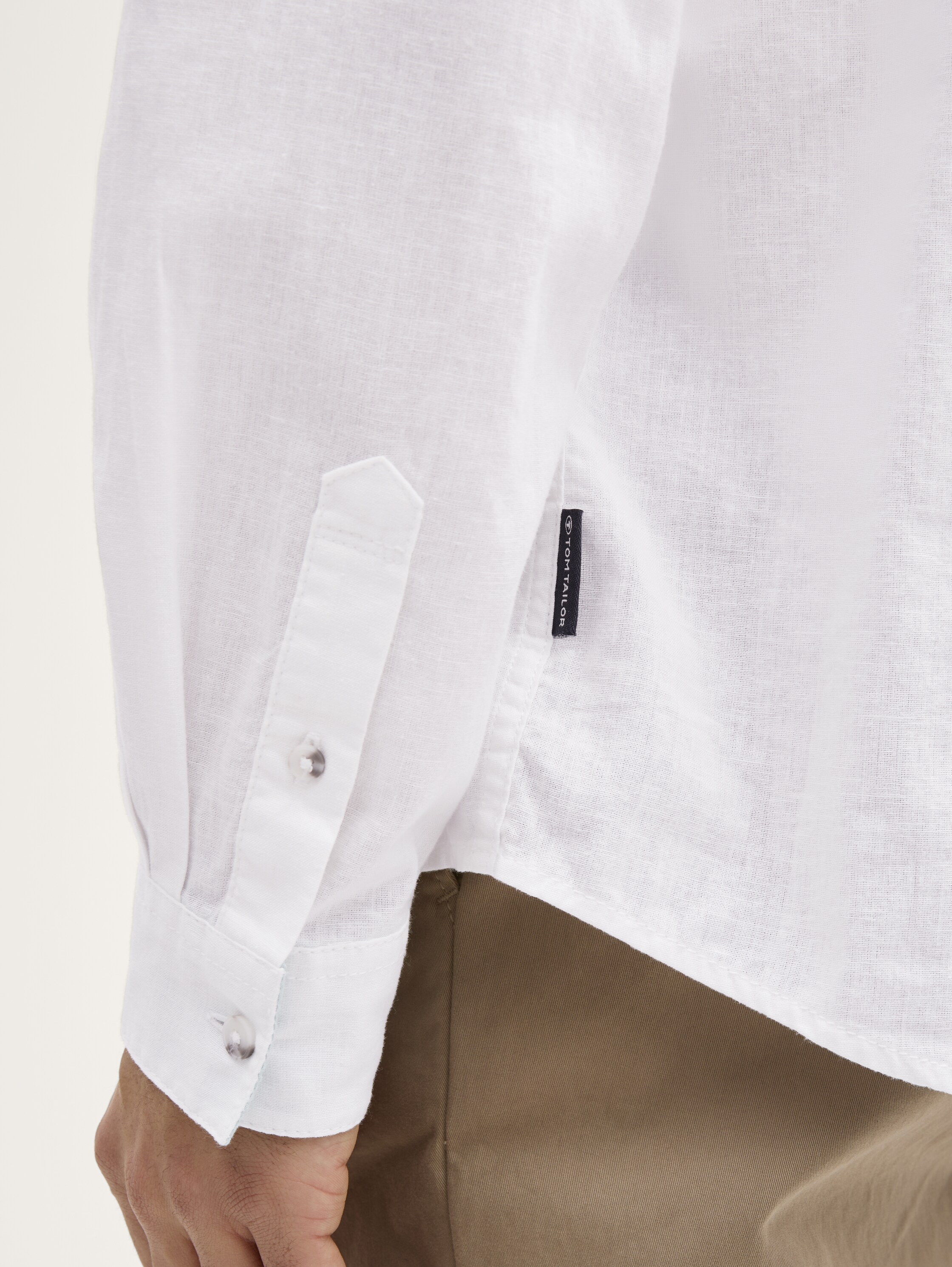 Regular Fit Hemd mit Leinenanteil - white - 