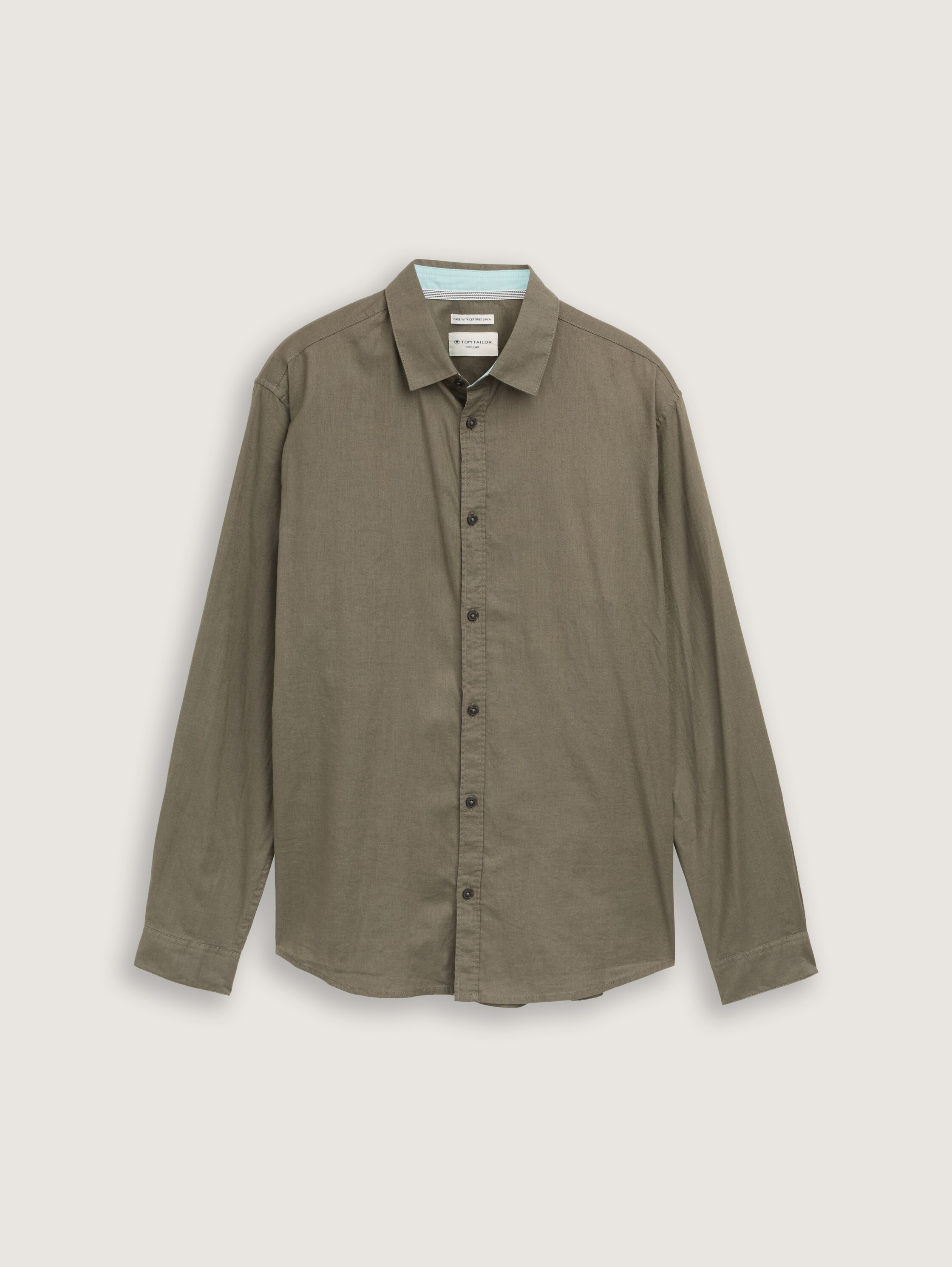 Regular Fit Hemd mit Leinenanteil - smokey_olive_green - 