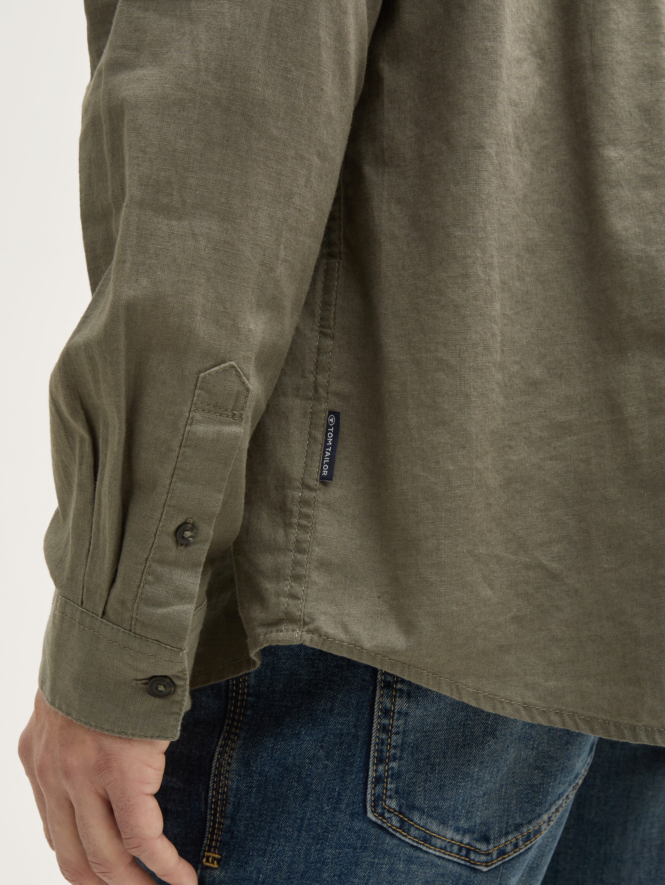 Regular Fit Hemd mit Leinenanteil - smokey_olive_green - 