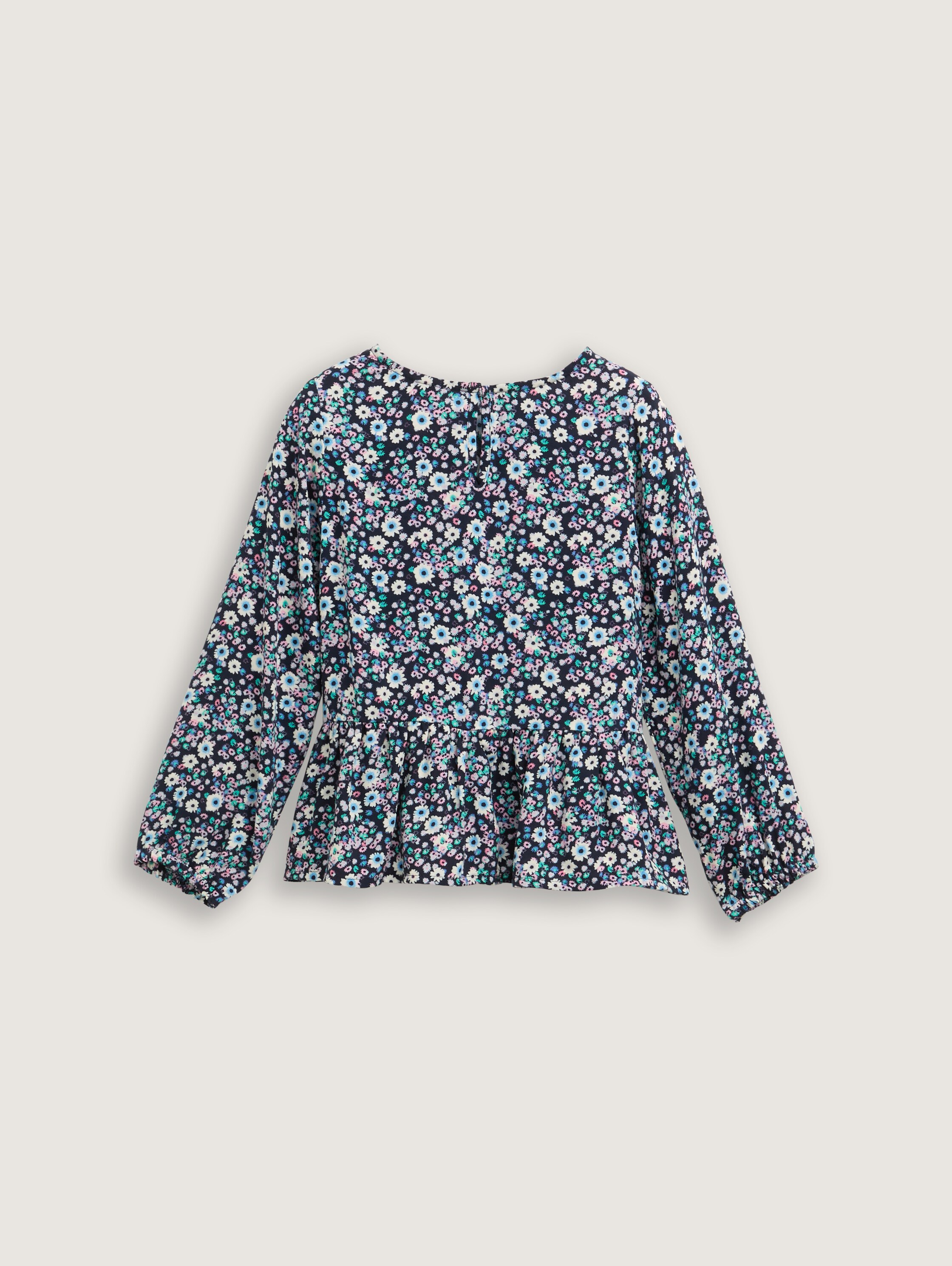 Volant-Bluse mit Allover-Print - blue_multicolor_flower_print - 