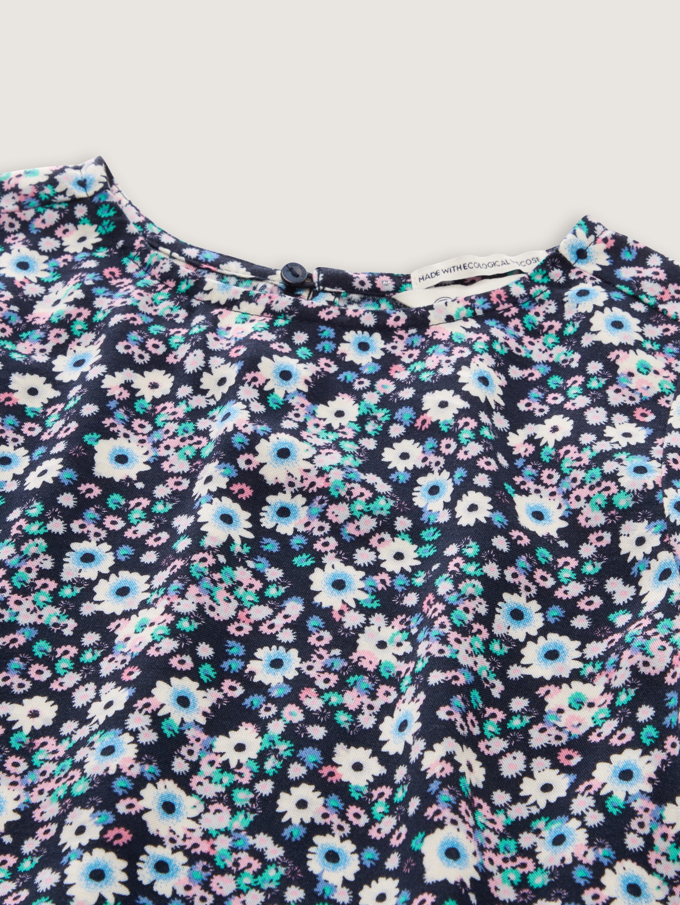 Volant-Bluse mit Allover-Print - blue_multicolor_flower_print - 
