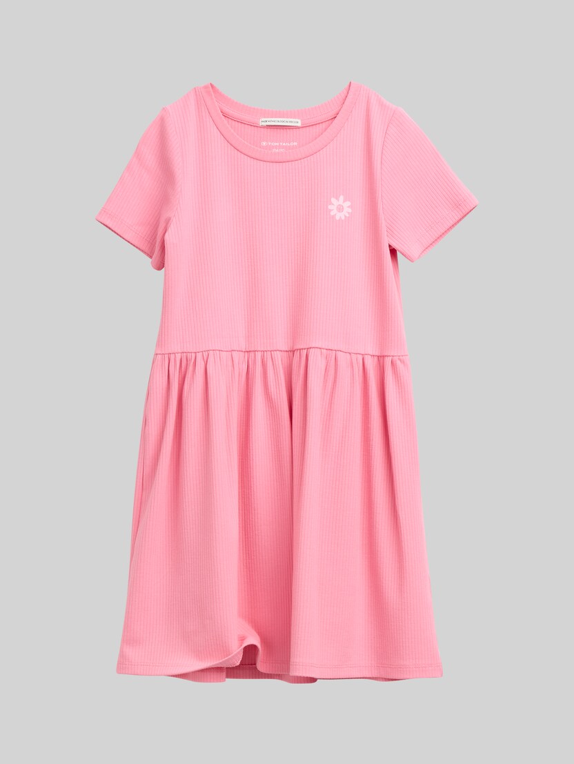 Mini dress with ribbed texture by Mini Girls, sunrise pink
