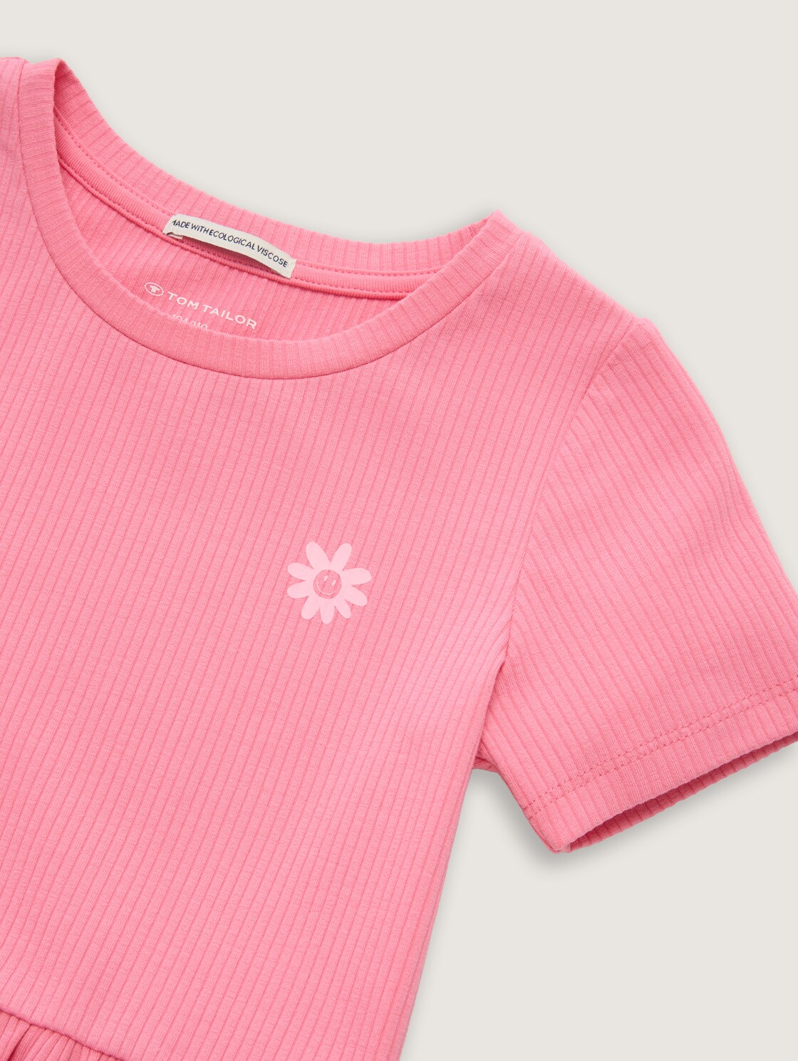 Mini-Kleid mit Rippstruktur - sunrise pink - Detail-Model-Ansicht