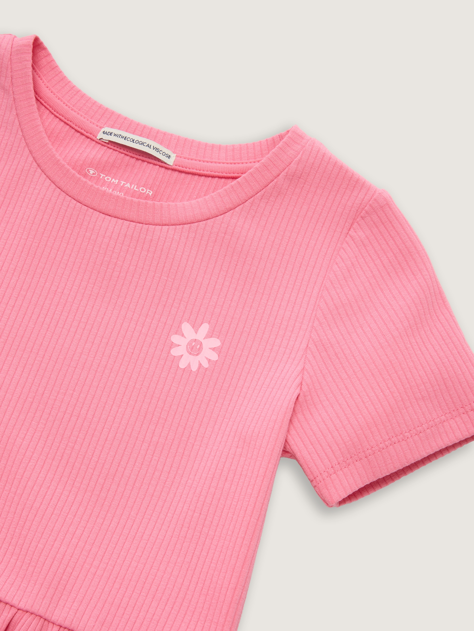 Mini-Kleid mit Rippstruktur - sunrise pink - Detail-Model-Ansicht