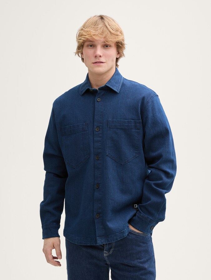 Overhemd van denim door Denim Male, raw bright blue denim