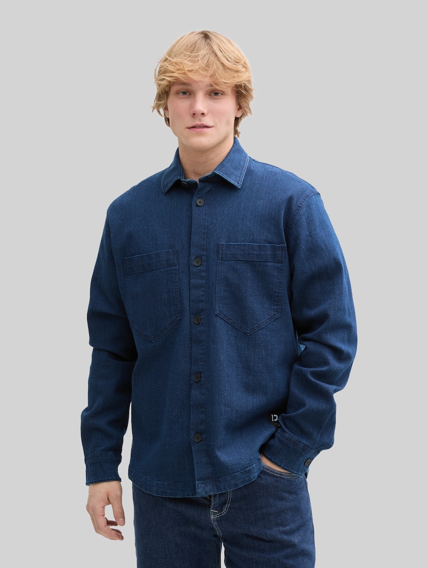 Overshirt aus Jeans-Stoff von Denim Male, raw bright blue denim