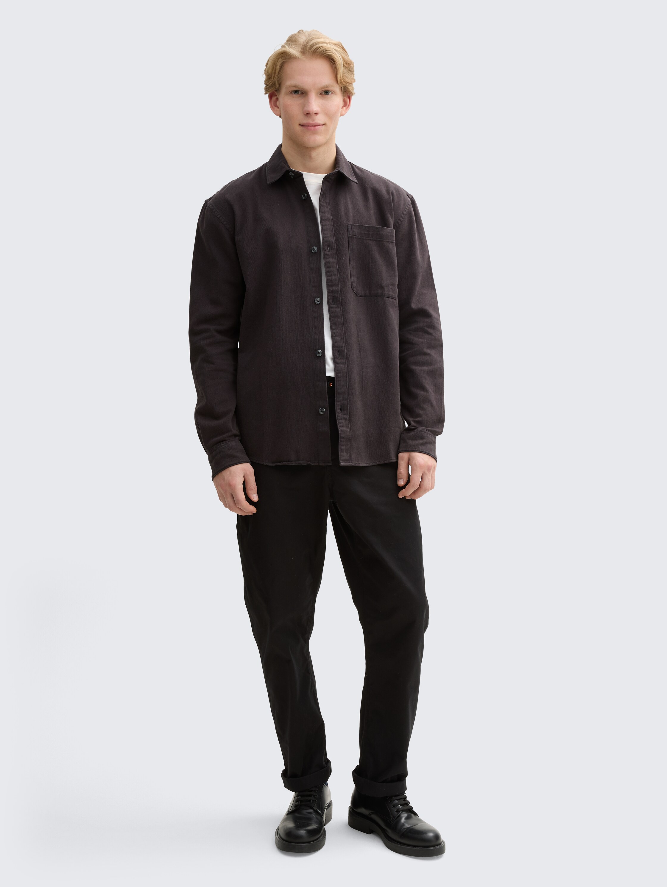 Relaxed Fit Hemd mit Brusttasche - coal_grey_1 - 