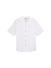 Ausgewählt, Relaxed Fit Kurzarmhemd mit Leinenanteil von Tom Tailor, weiß