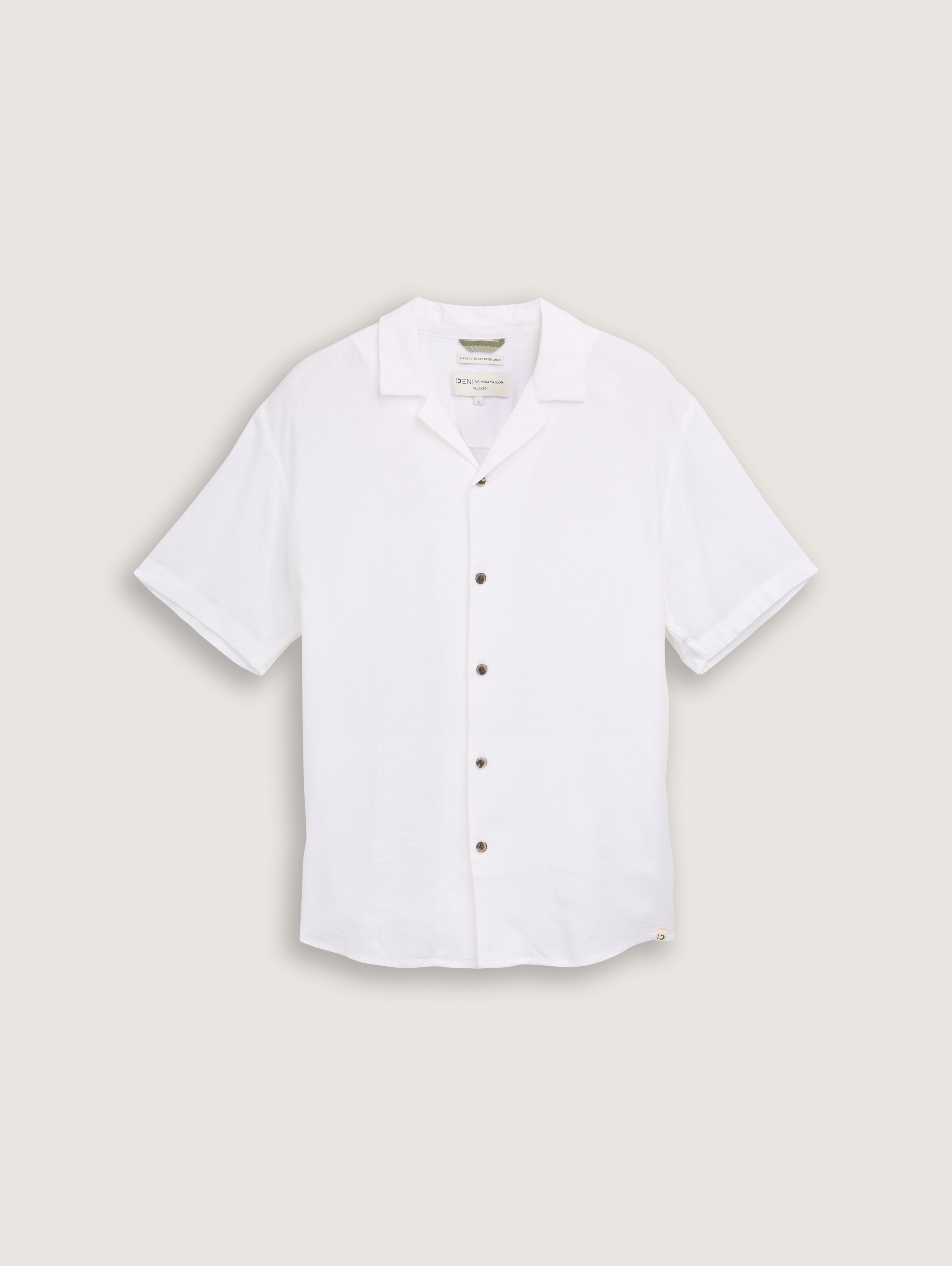 Relaxed fit short sleeve shirt with linen content by Tom Tailor