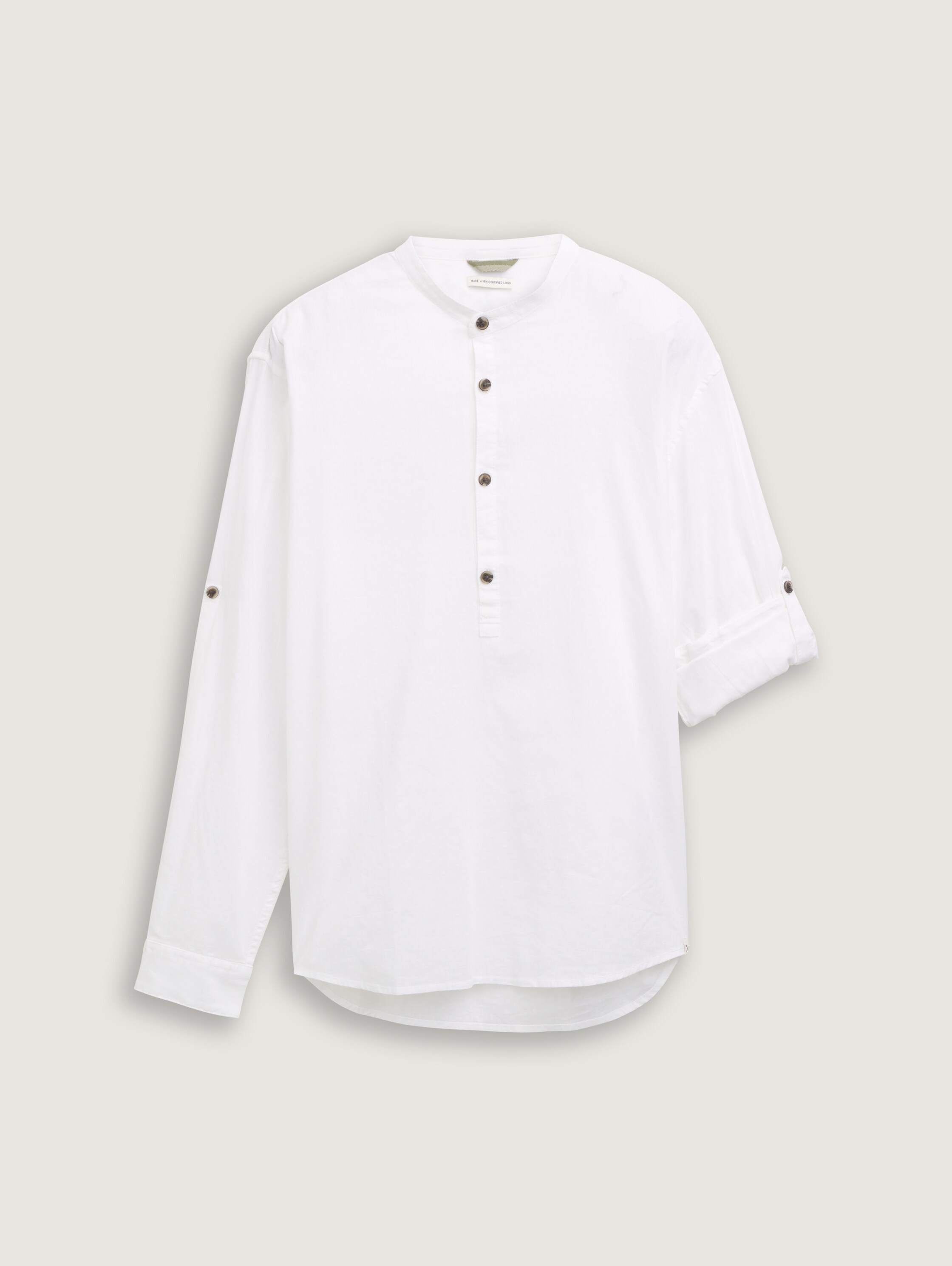 Relaxed Fit Tunika Hemd mit Leinenanteil - white - 