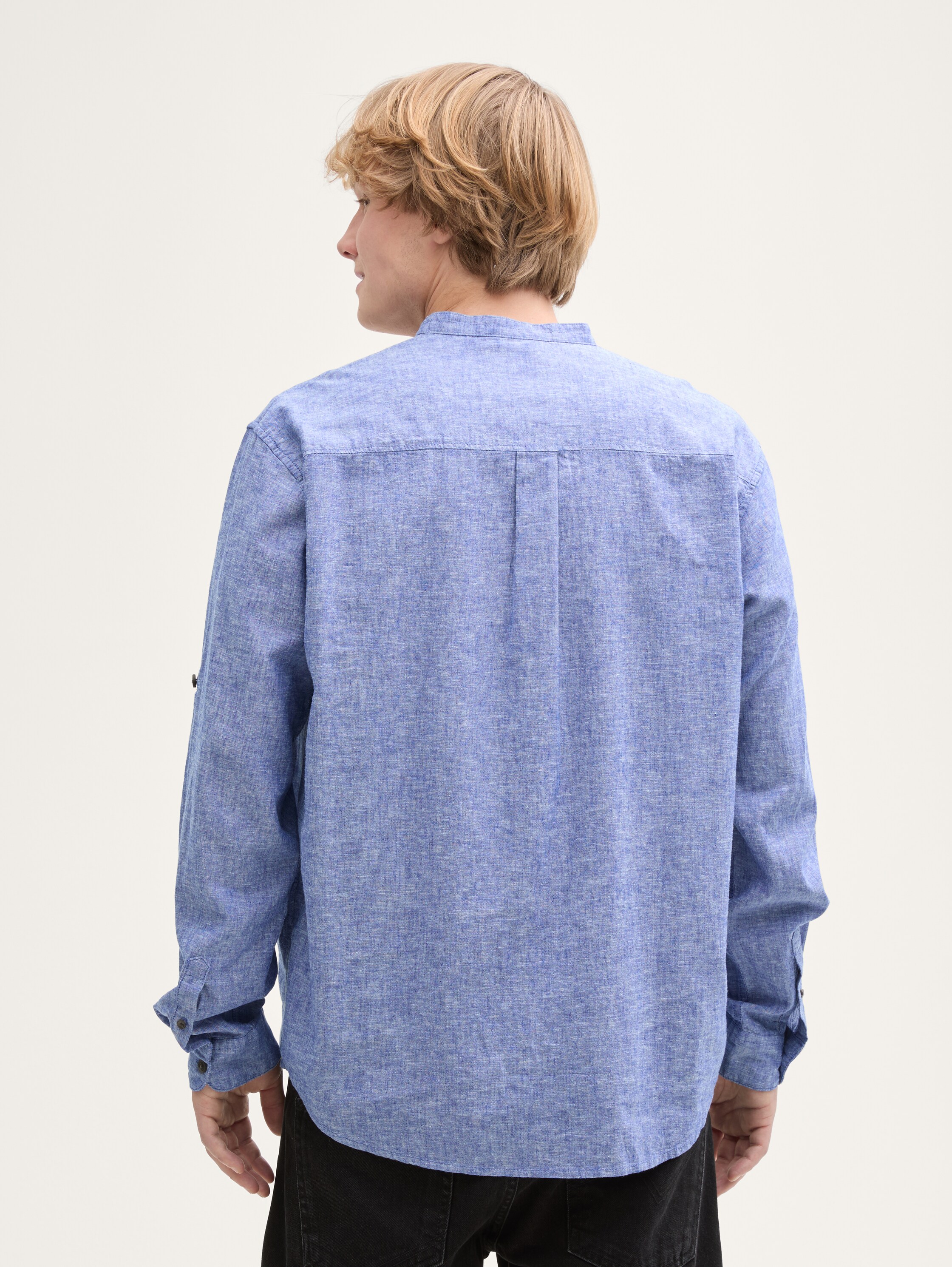 Relaxed Fit Tunika Hemd mit Leinenanteil - royal_blue_chambray - 
