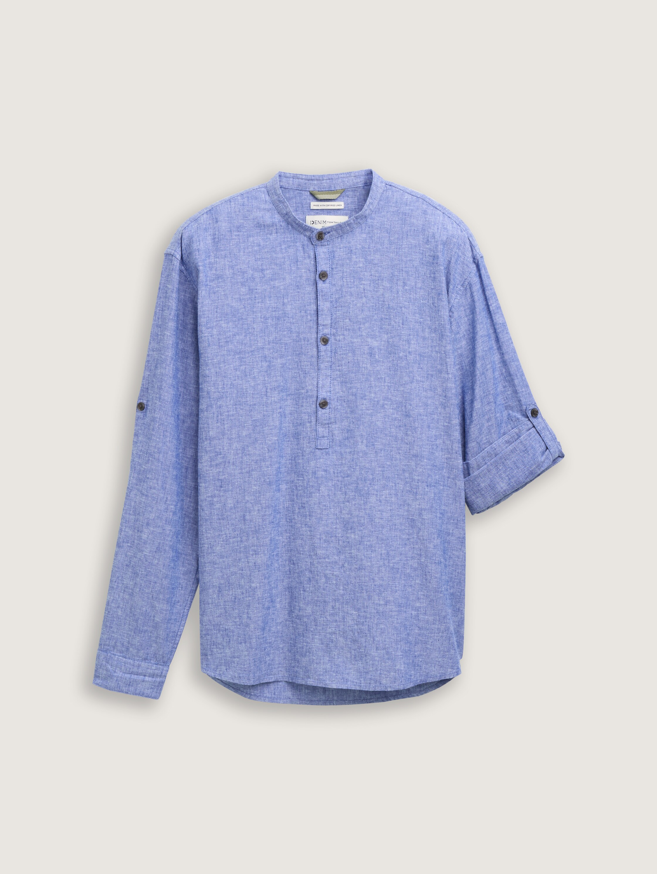 Relaxed Fit Tunika Hemd mit Leinenanteil - royal_blue_chambray - 