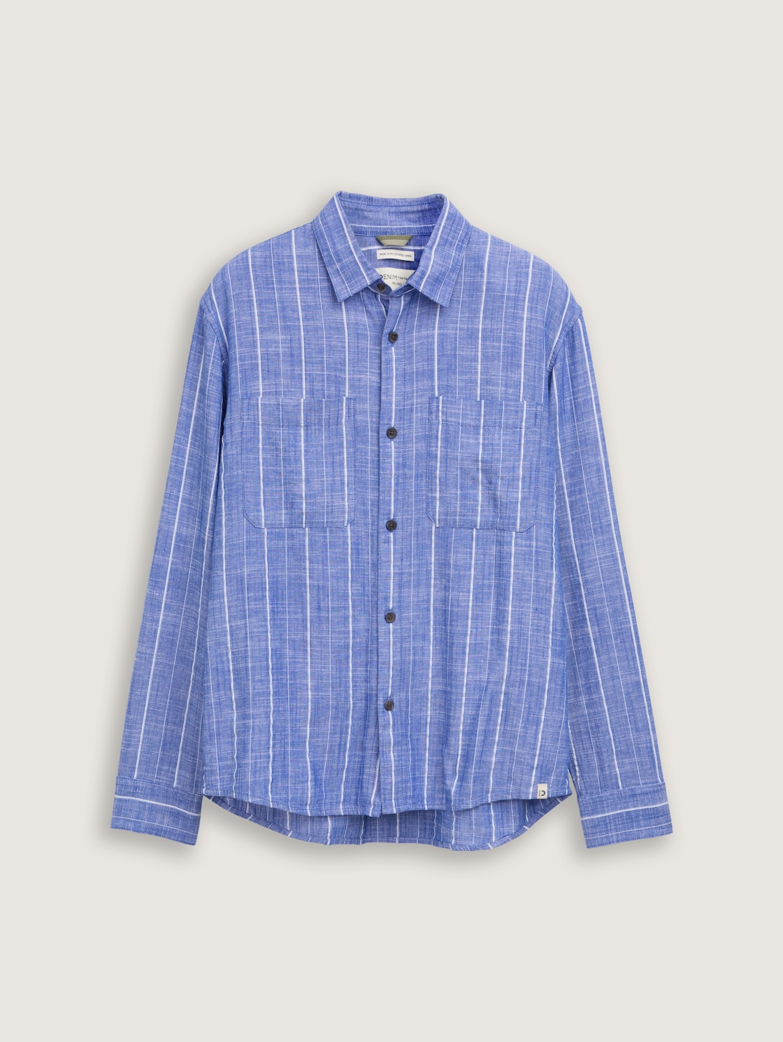 Relaxed Fit Hemd mit Leinenanteil - royale blue stripe - Vorder-Produkt-Ansicht