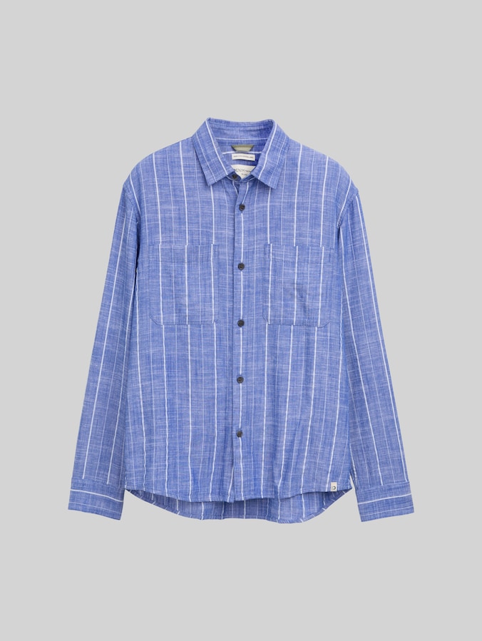 Relaxed fit overhemd met linnen door Denim Male, royale blue stripe